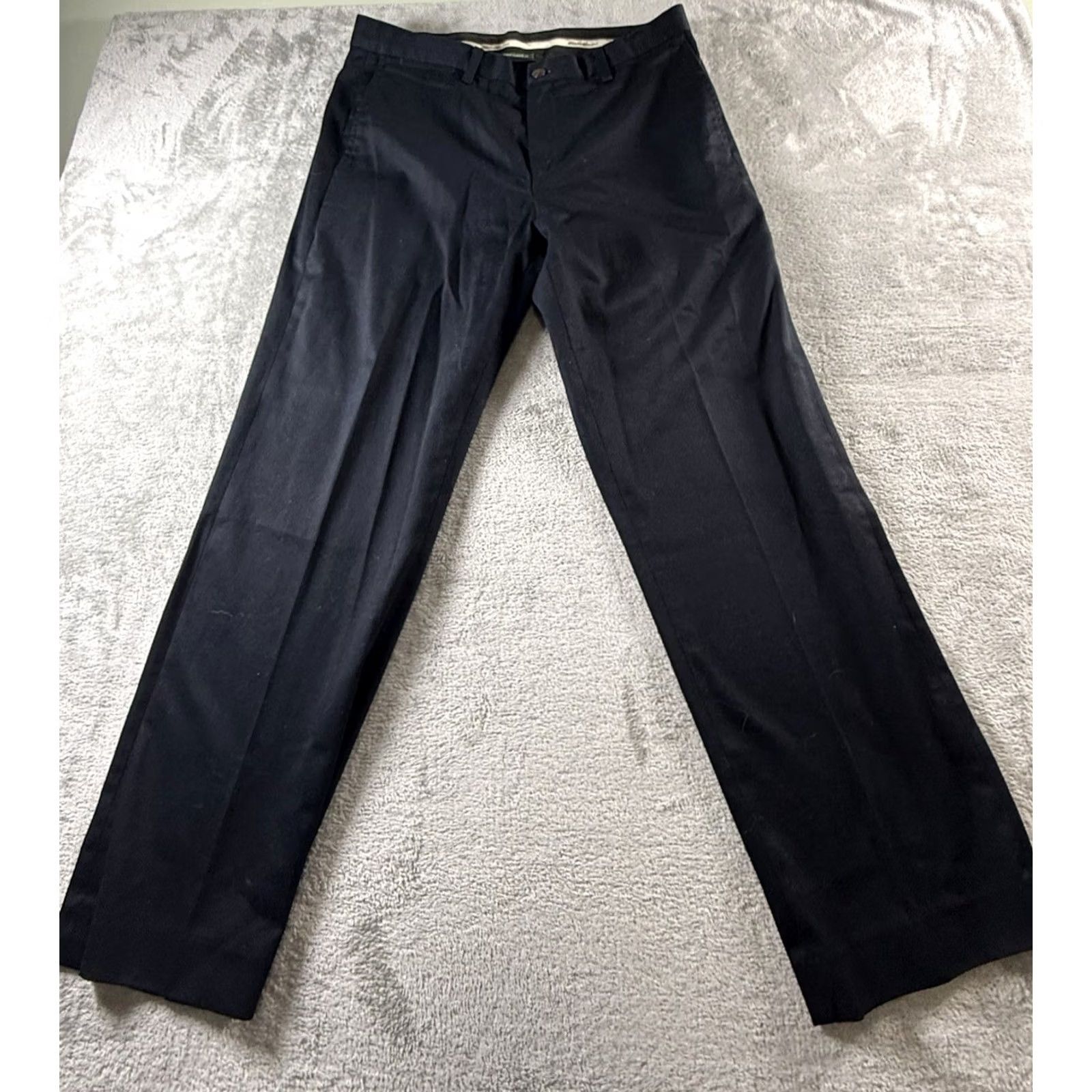 Eddie Bauer Eddie Bauer Pants Men's 35x30 Black Classic Fit Flat Front Chino Dress Pants Slim Straight Leg Casual Workwear Size US 35 - 2 Thumbnail