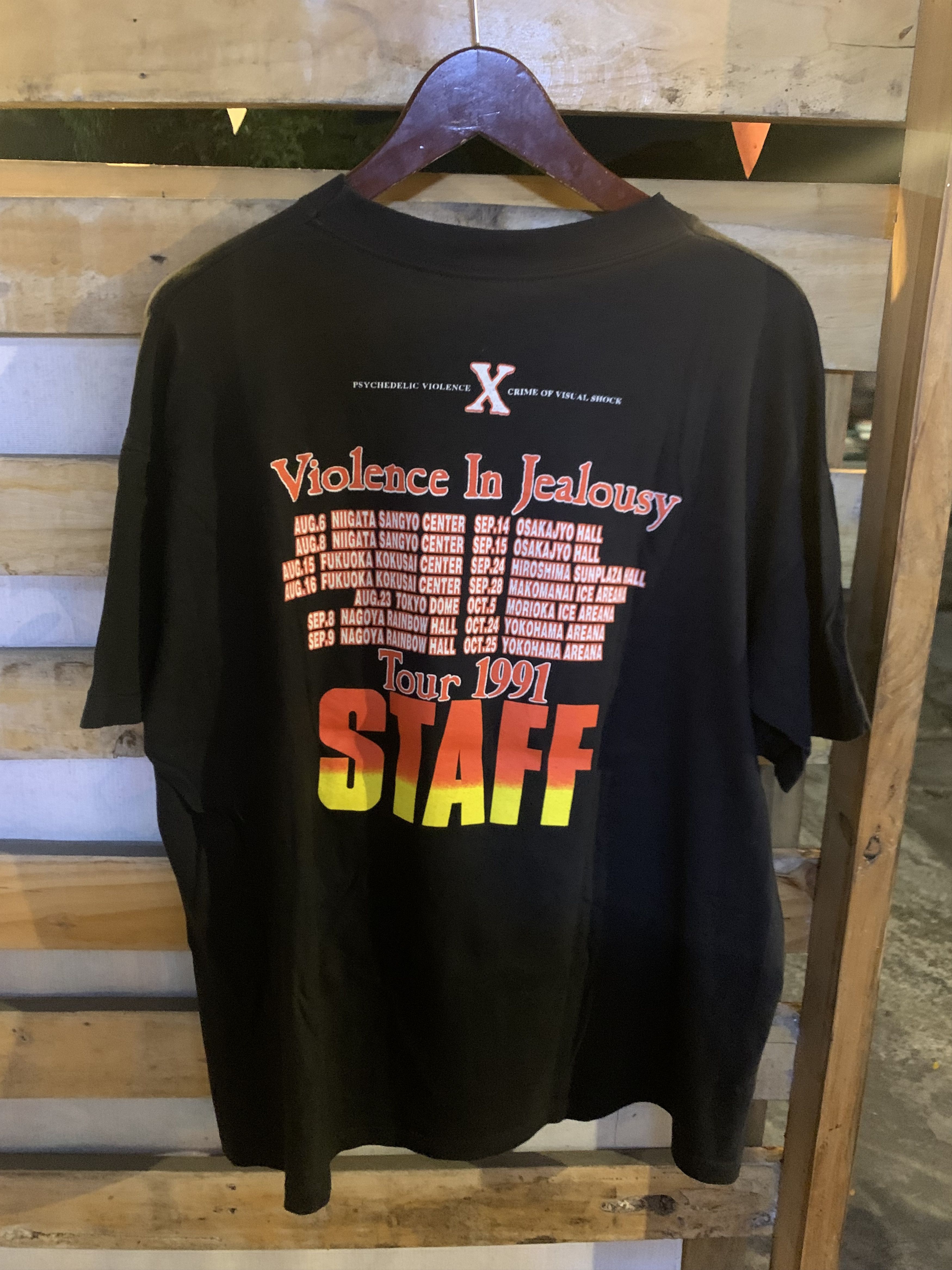 Band Tees X Japan Vintage Staff Tee 1991 Violence In Jealousy Tour Size US L / EU 52-54 / 3 - 3 Thumbnail