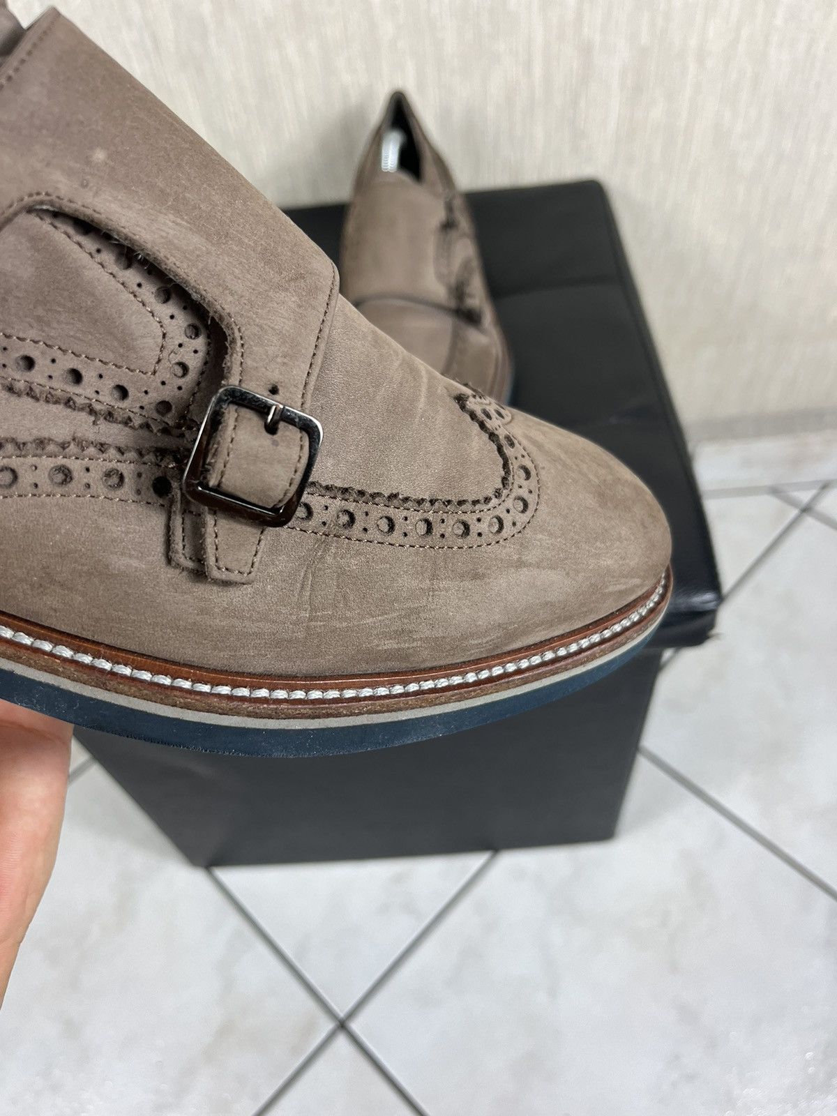 Canali × Designer Canali Italy monk strap leather shoes classic suede loafers Size US 12 / EU 45 - 6 Thumbnail