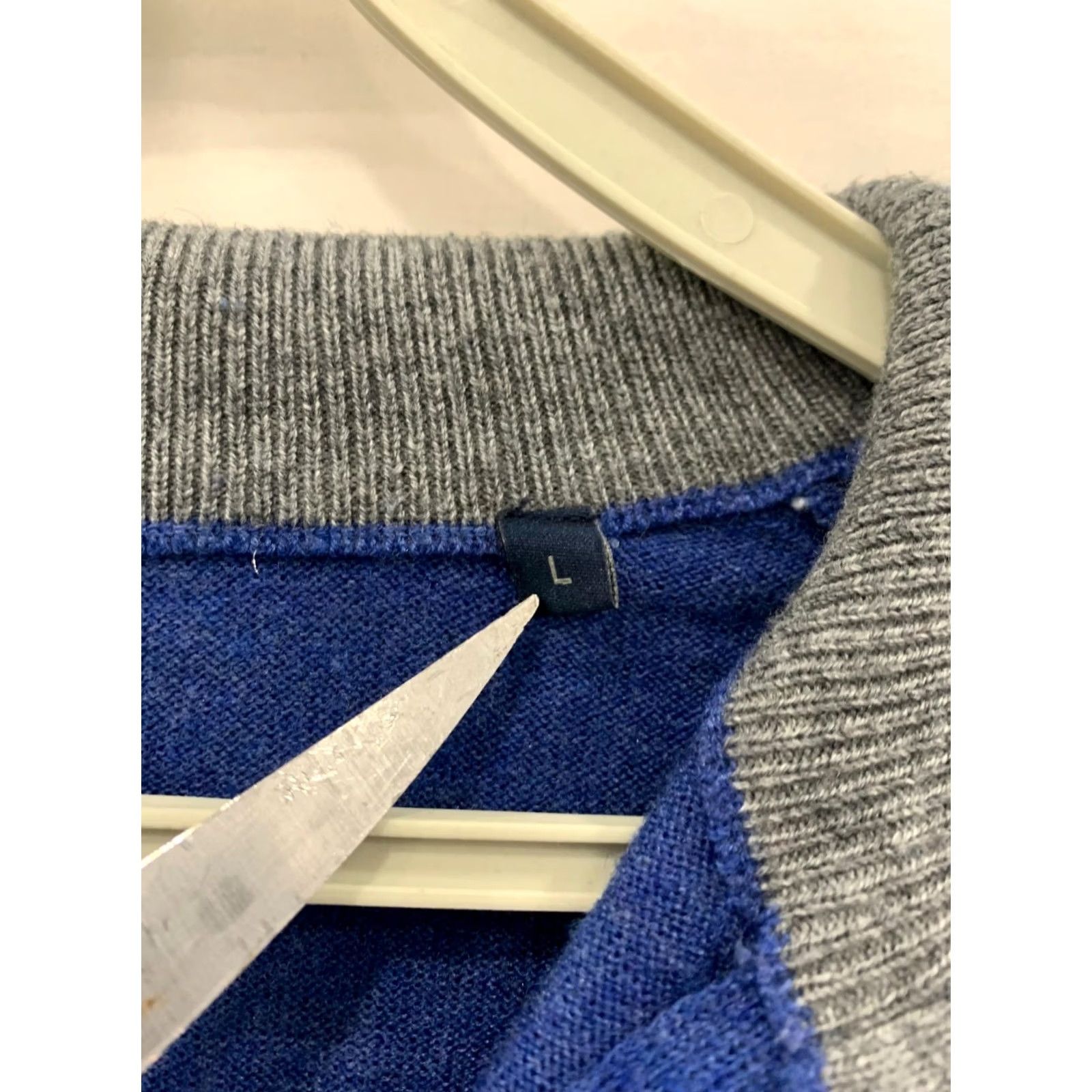 Vintage Fusaro Antonio 1893 (Napoli) Blue Wool Cashmere Quarter-Zip Sweater L Adult Men Slim Italian Knit Pullover Size US L / EU 52-54 / 3 - 4 Thumbnail