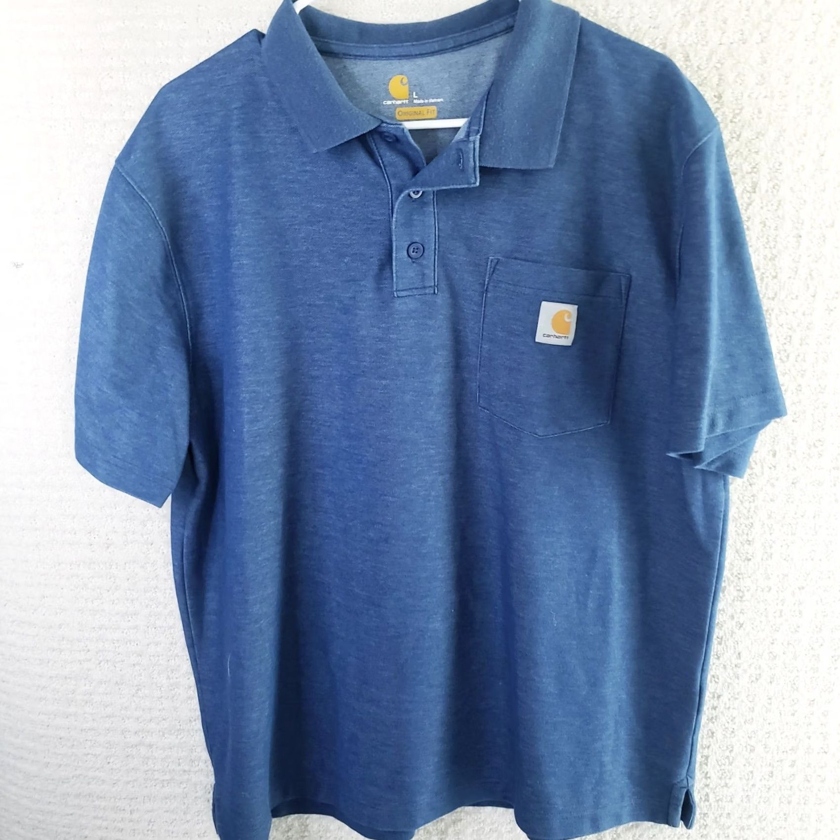 Carhartt Carhartt Mens Polo Shirt Blue L Original Fit Short Sleeve Pocket Button Denim Size US L / EU 52-54 / 3 - 2 Thumbnail
