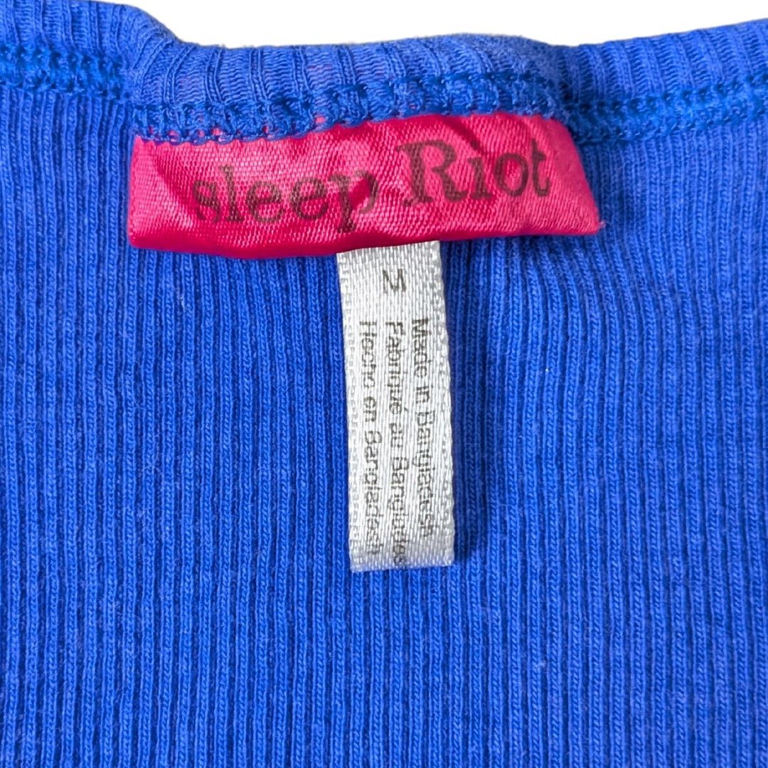 Vintage Vintage Sleep Riot Y2K Fitted Blue Tank Top | Women's M Size M / US 6-8 / IT 42-44 - 3 Thumbnail