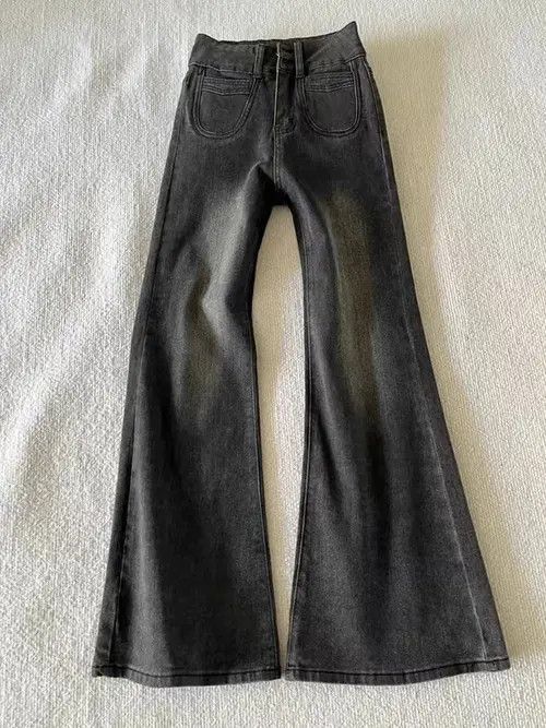 VIBE Street Y2K vintage washed black baggy micro flare jeans Size US 30 / EU 46 - 4 Thumbnail