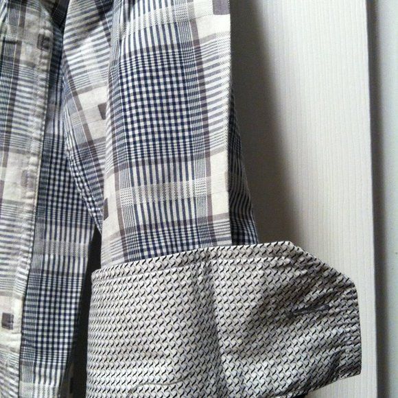 BUGATCHI BUGATCHI MENS PRE-OWNED GRAY 100%COTTON CASUAL SHIRT SIZE: S Size US S / EU 44-46 / 1 - 7 Thumbnail