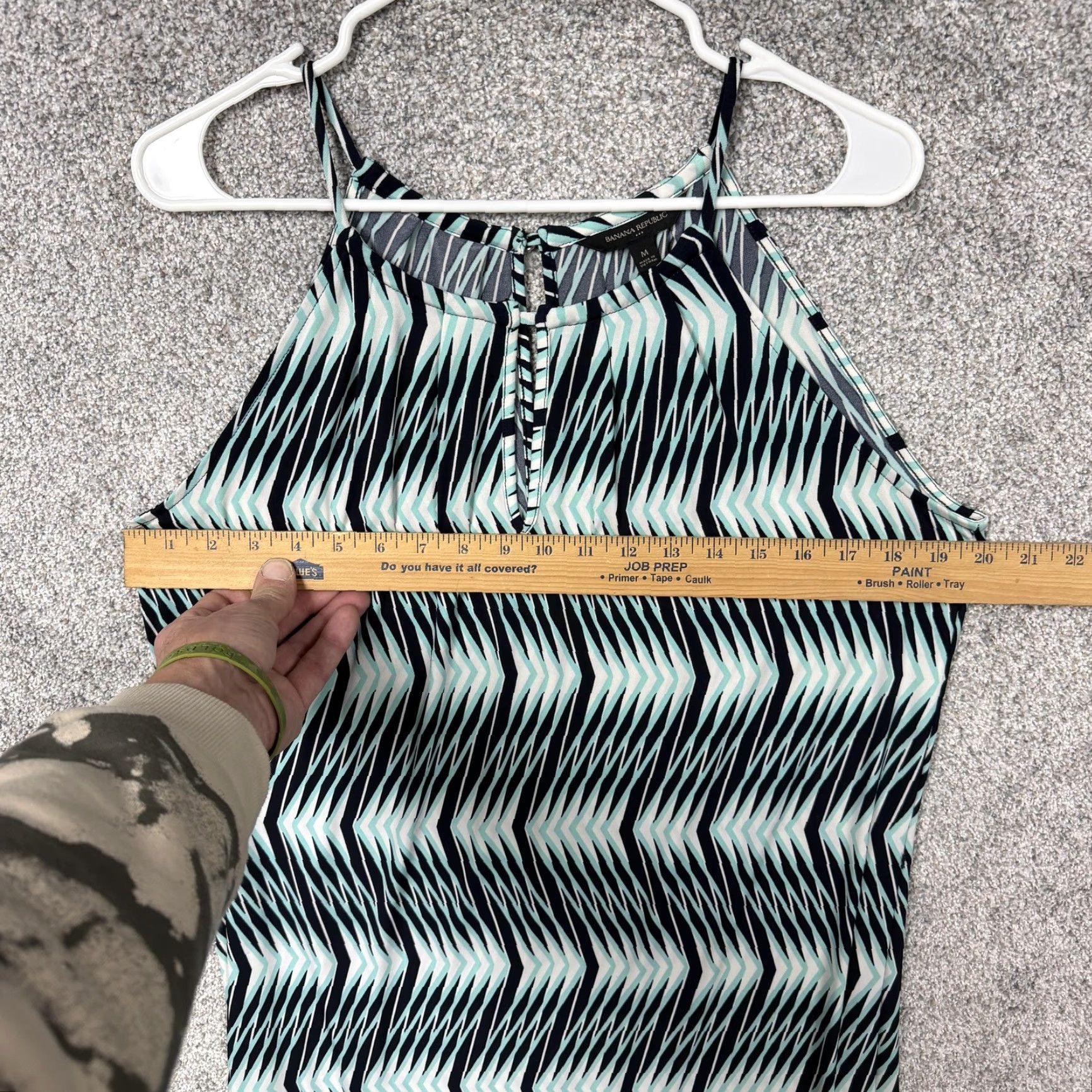 Banana Republic Banana Republic Tank Shift Dress M Green Chevron Halter Geometric Boho Summer Size M / US 6-8 / IT 42-44 - 2 Thumbnail