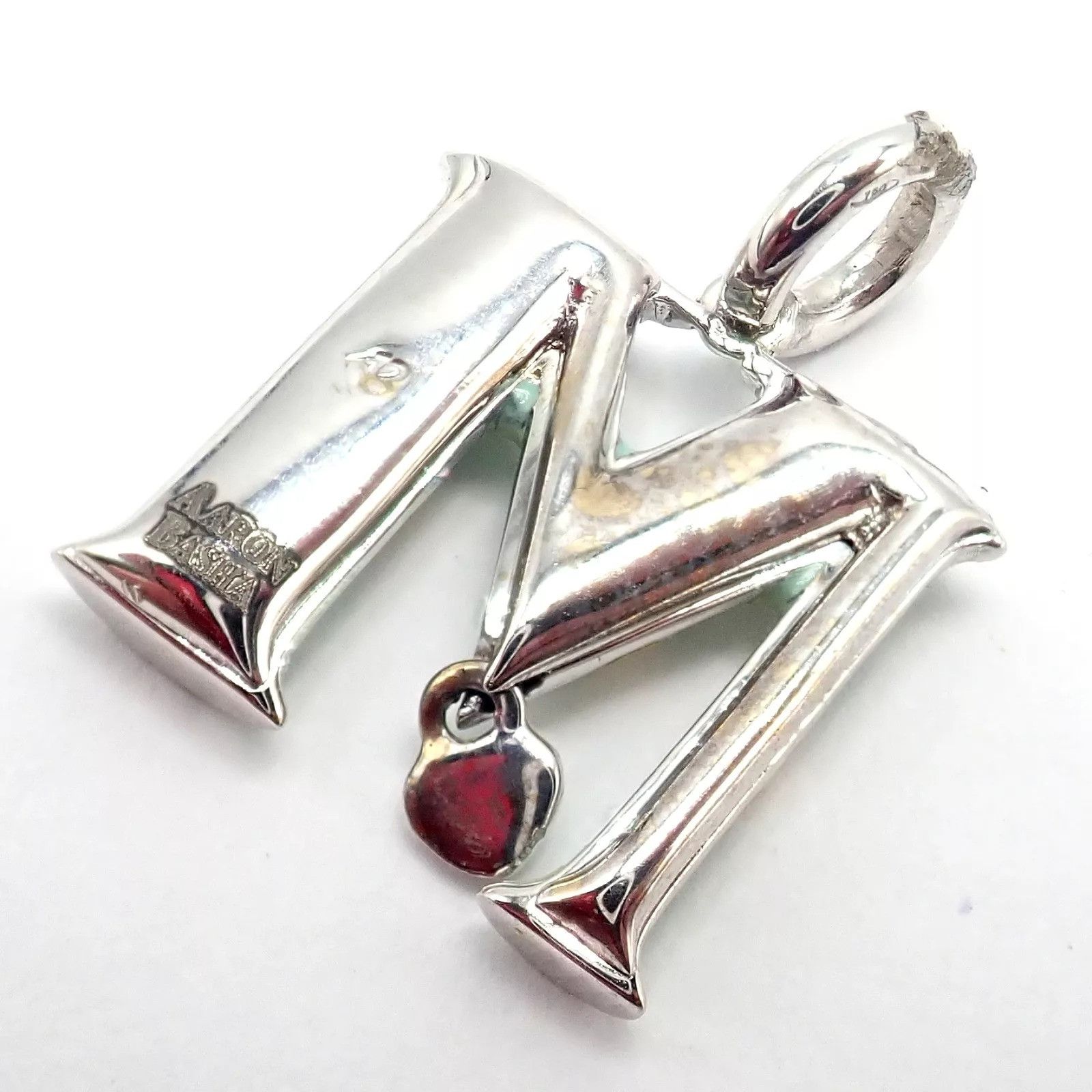 Other White Gold Diamond Green Enamel Baby M Initial Charm Pendant Size ONE SIZE - 4 Thumbnail