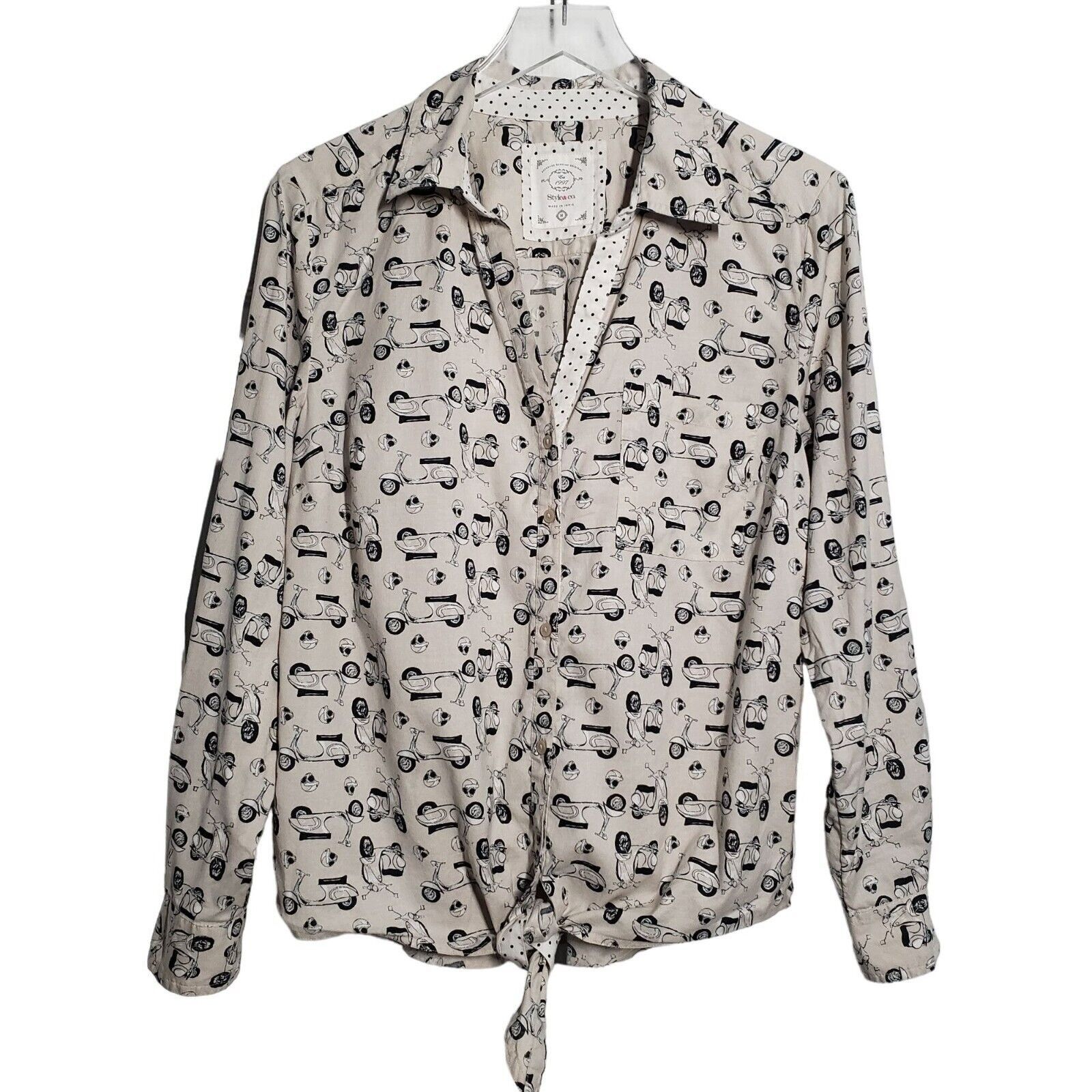 Style & Co Style & Co Moped Shirt Novelty Print Polka Dot Womens Size M Size M / US 6-8 / IT 42-44 - 1 Thumbnail