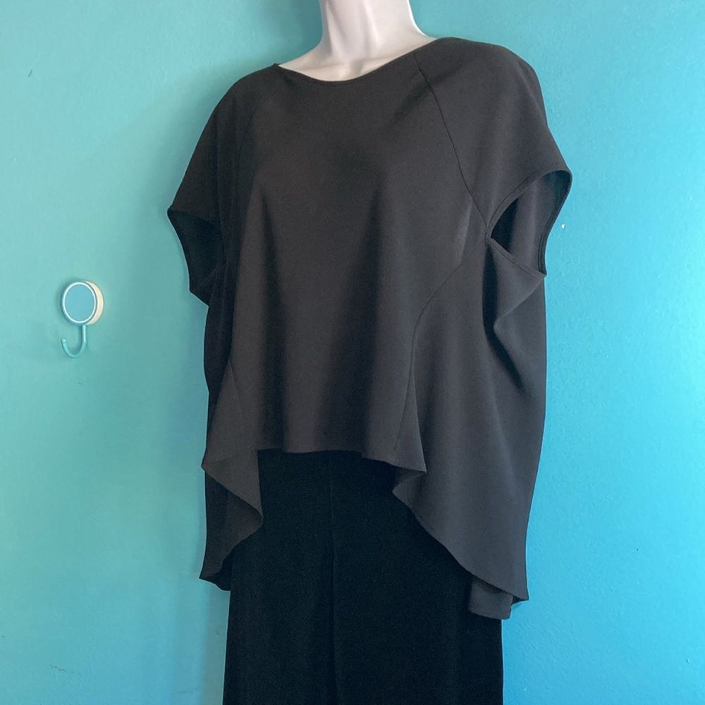 Imperial Imperial Womens Black Poly Blend High Low Pullover Blouse Size M Made in Italy Size M / US 6-8 / IT 42-44 - 11 Thumbnail