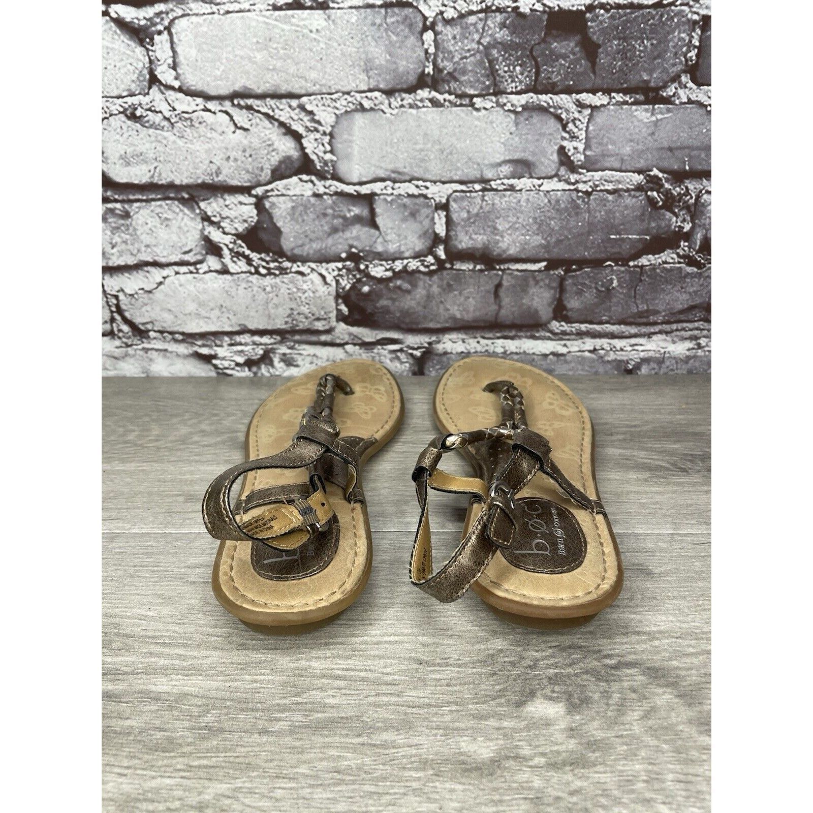 Born BOC Born Concept Bronze Metallic Leather Braided Thong Sanda Size US 8 / IT 38 - 3 Thumbnail