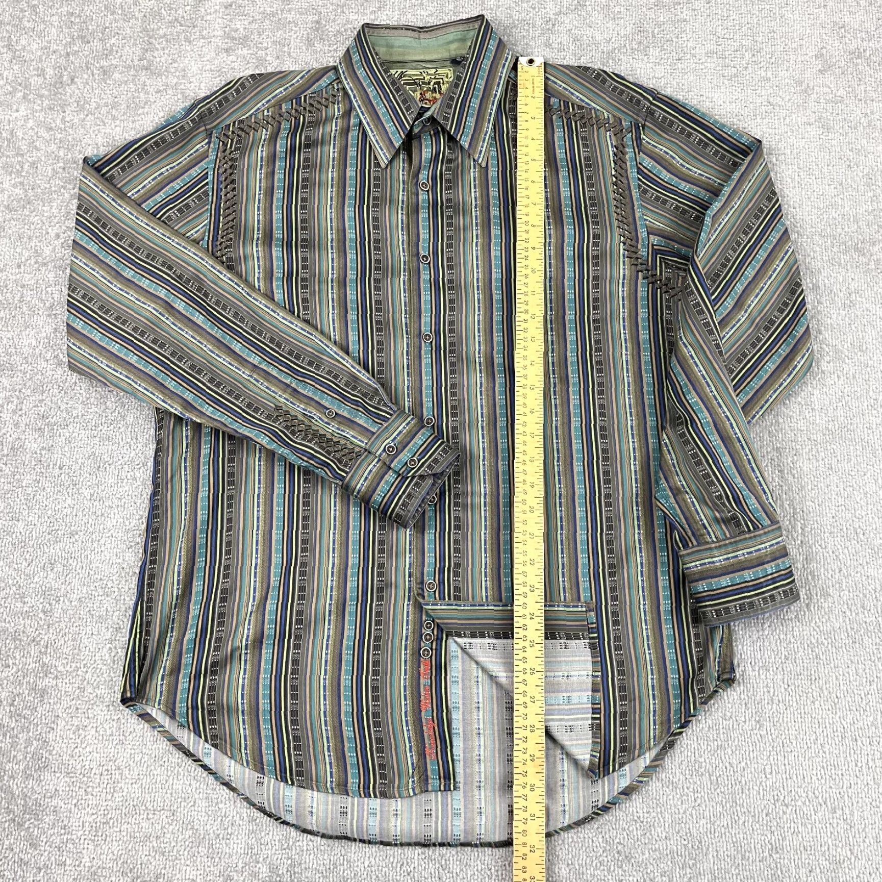 Robert Graham VINTAGE Robert Graham Shirt Mens Large Silk Trim Striped Button Up Preppy Party Retro Size US L / EU 52-54 / 3 - 3 Thumbnail