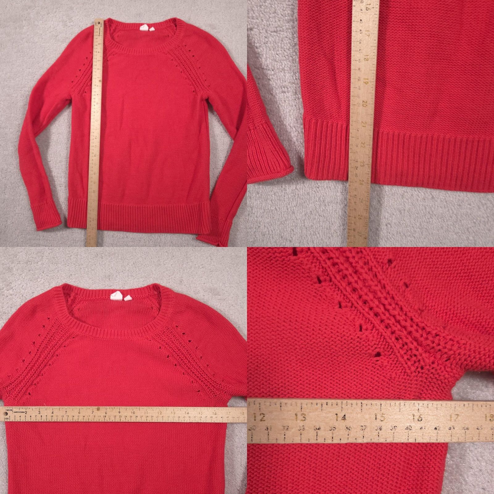 Gap VINTAGE Gap Sweater Womens Small Red Crew Neck Raglan Long Sleeve Knit Pullover Size S / US 4 / IT 40 - 8 Thumbnail