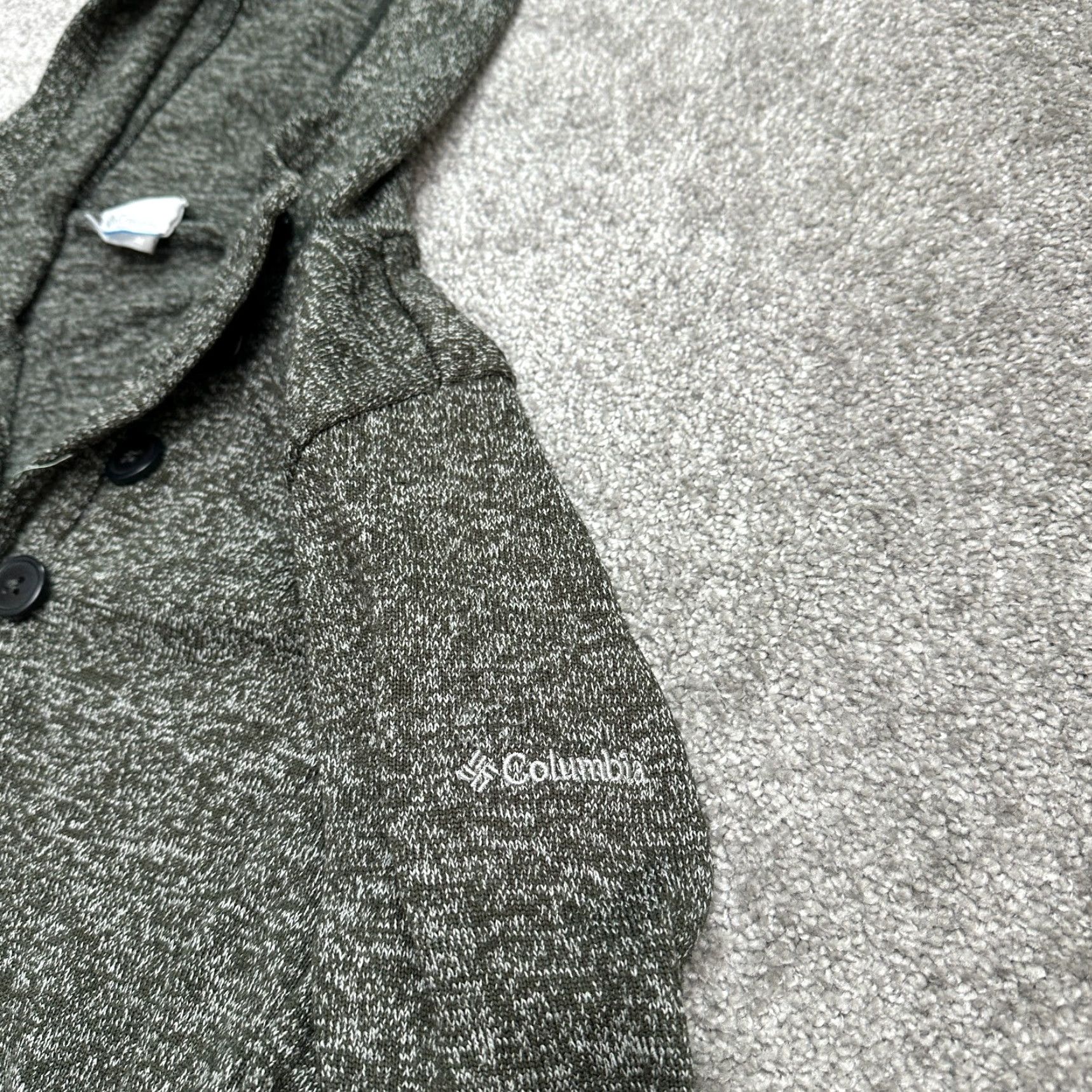 Vintage Columbia Hoodie Womens Medium Gray Pullover Sweatshirt Casual All Seasons Outdoor Hiking Fall Spring Summer Knit Raglan Sleeve Button Front Size M / US 6-8 / IT 42-44 - 5 Thumbnail