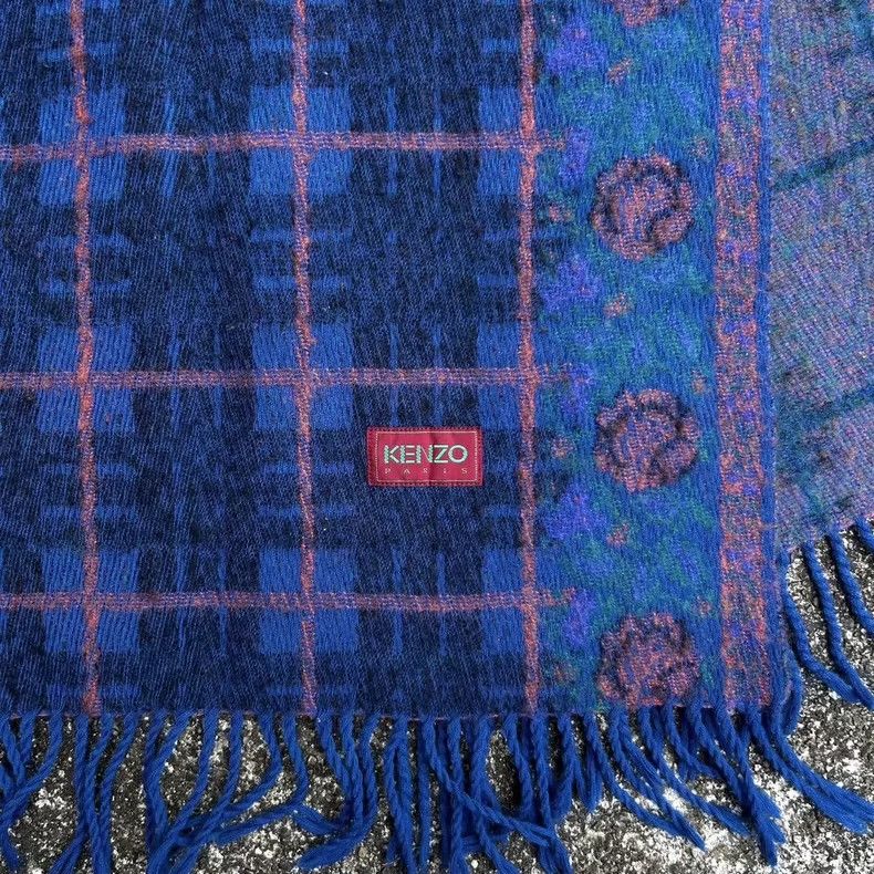 Kenzo KENZO size45*156cm 80s checkered floral used cashmere shawl Size ONE SIZE - 2 Thumbnail