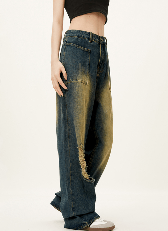Japanese Brand × Jean American retro distressed washed loose jeans for men Size US 32 / EU 48 - 2 Thumbnail
