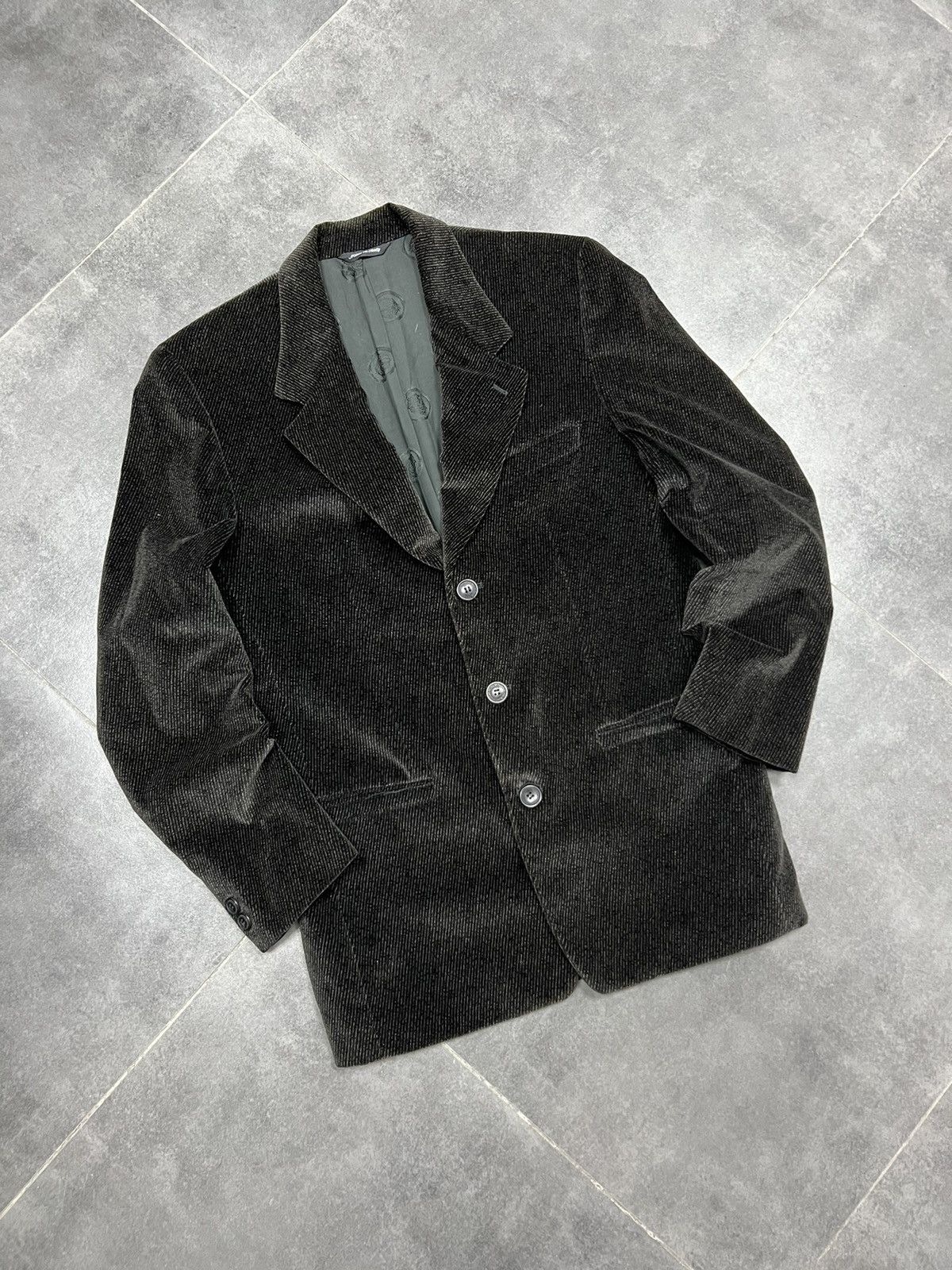 image of Versus Versace Vintage Velvet Classic Blazer Versus By Gianni Versace in Black, Men's (Size 48L)