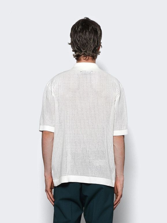 o1s1wg110126 Mesh Knit Camp Shirt in White