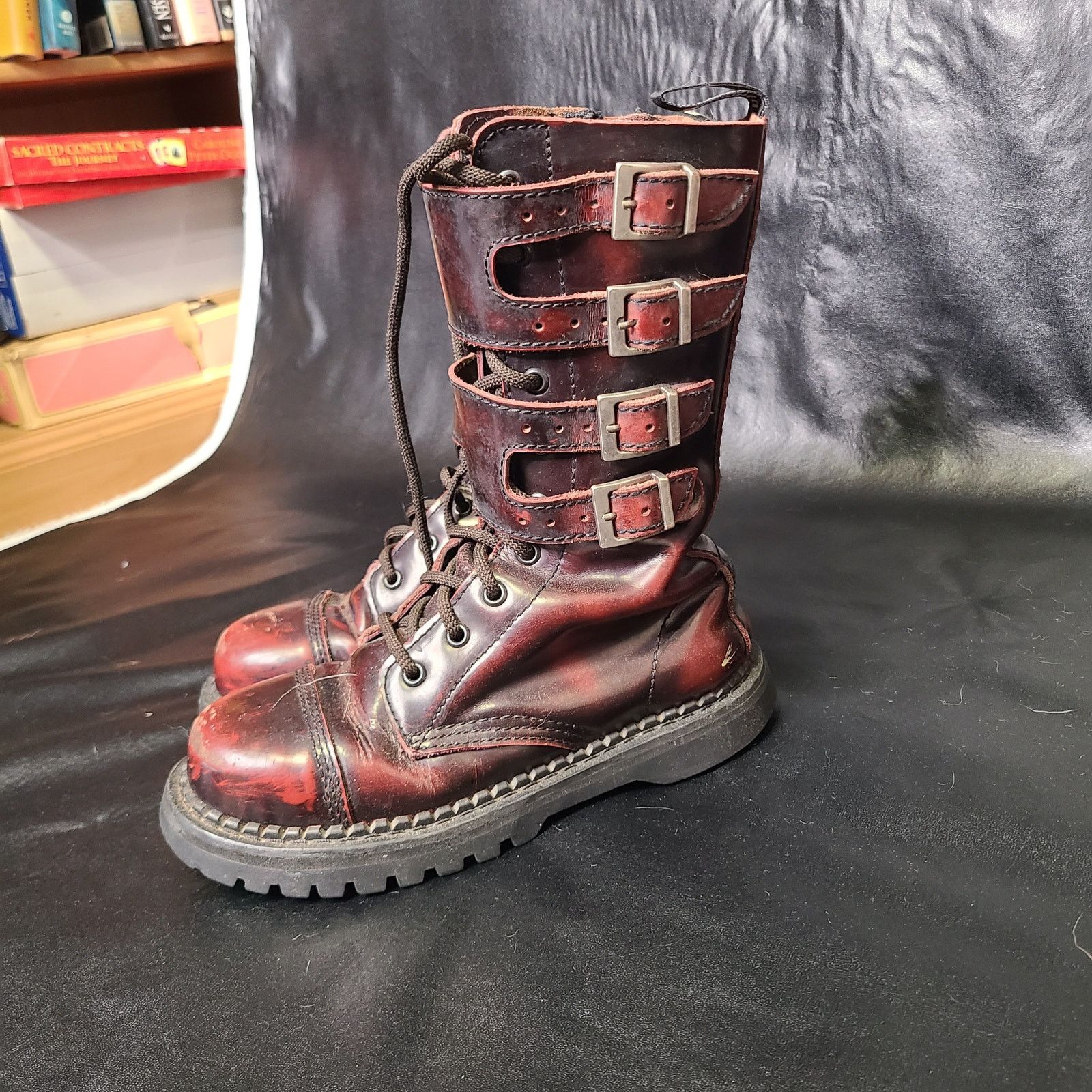 Demonia Cult Demonia Attack Brown, red Combat Boots size 6.5 Size US 6.5 / IT 36.5 - 9 Thumbnail