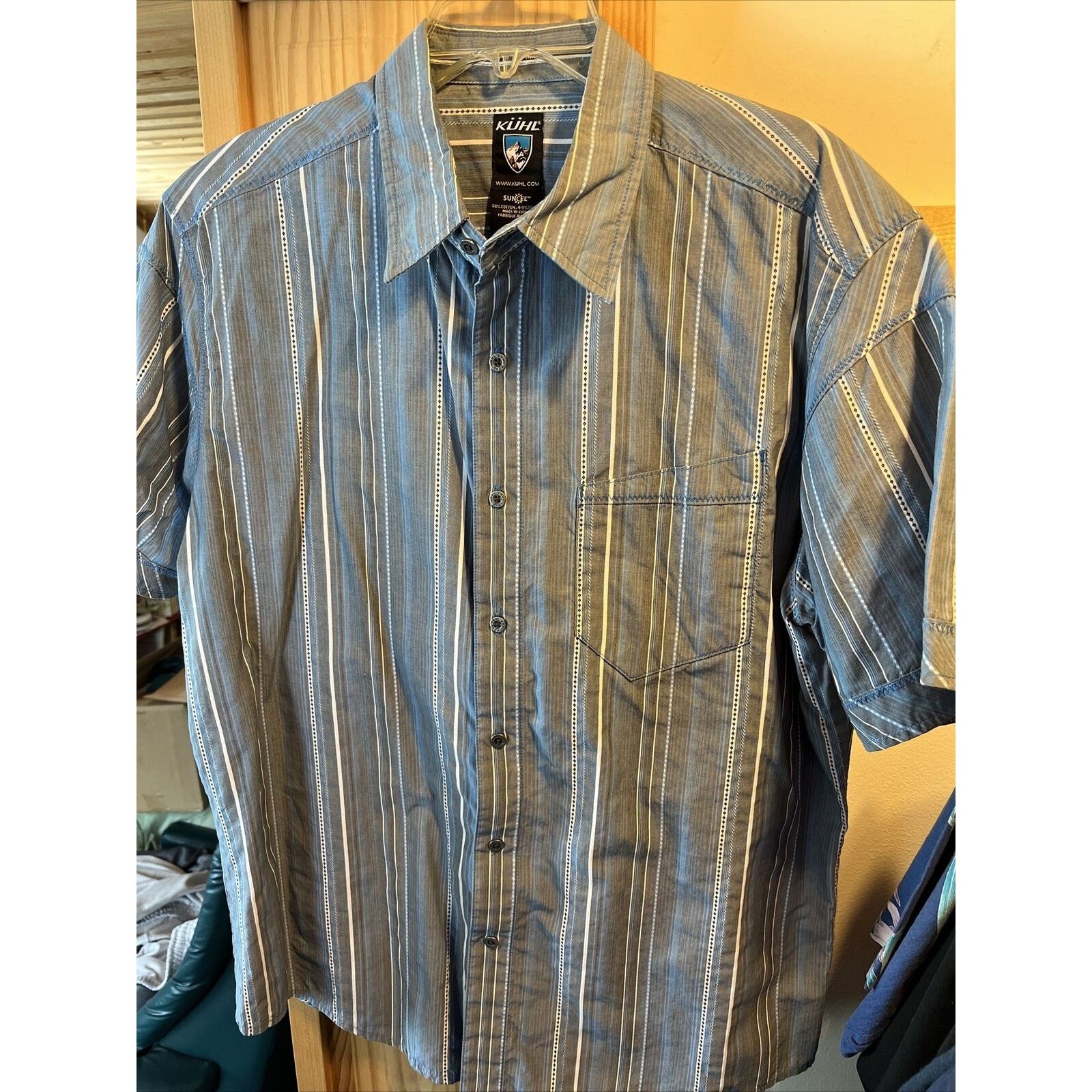 Kuhl Kühl Suncel Men’s L Blue White Striped Cotton Tencel Shirt Size US L / EU 52-54 / 3 - 6 Thumbnail