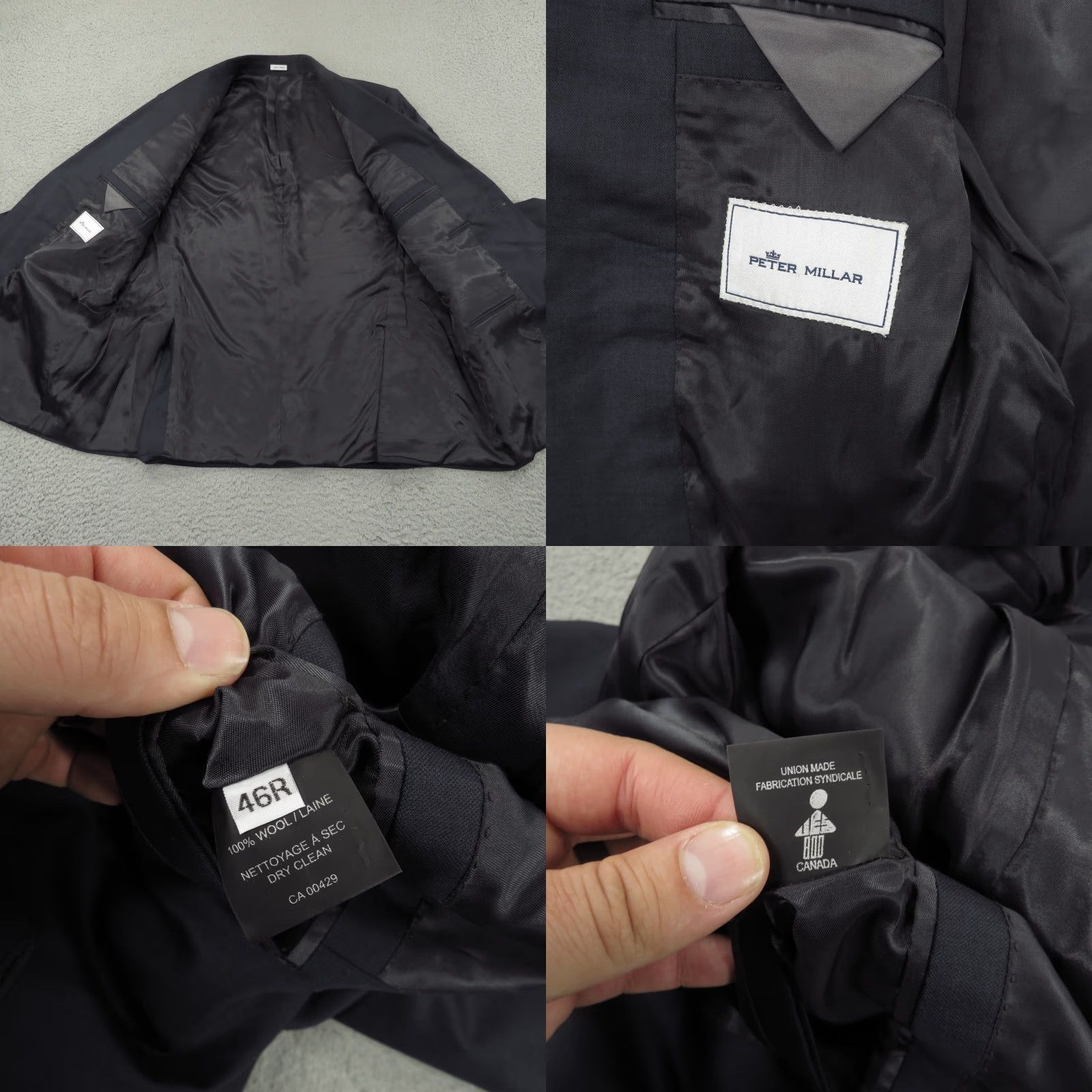 Peter Millar Peter Millar Blazer Mens 46R Navy Blue Wool Jacket Double Vented Golf Clubhouse Size 46R - 8 Thumbnail
