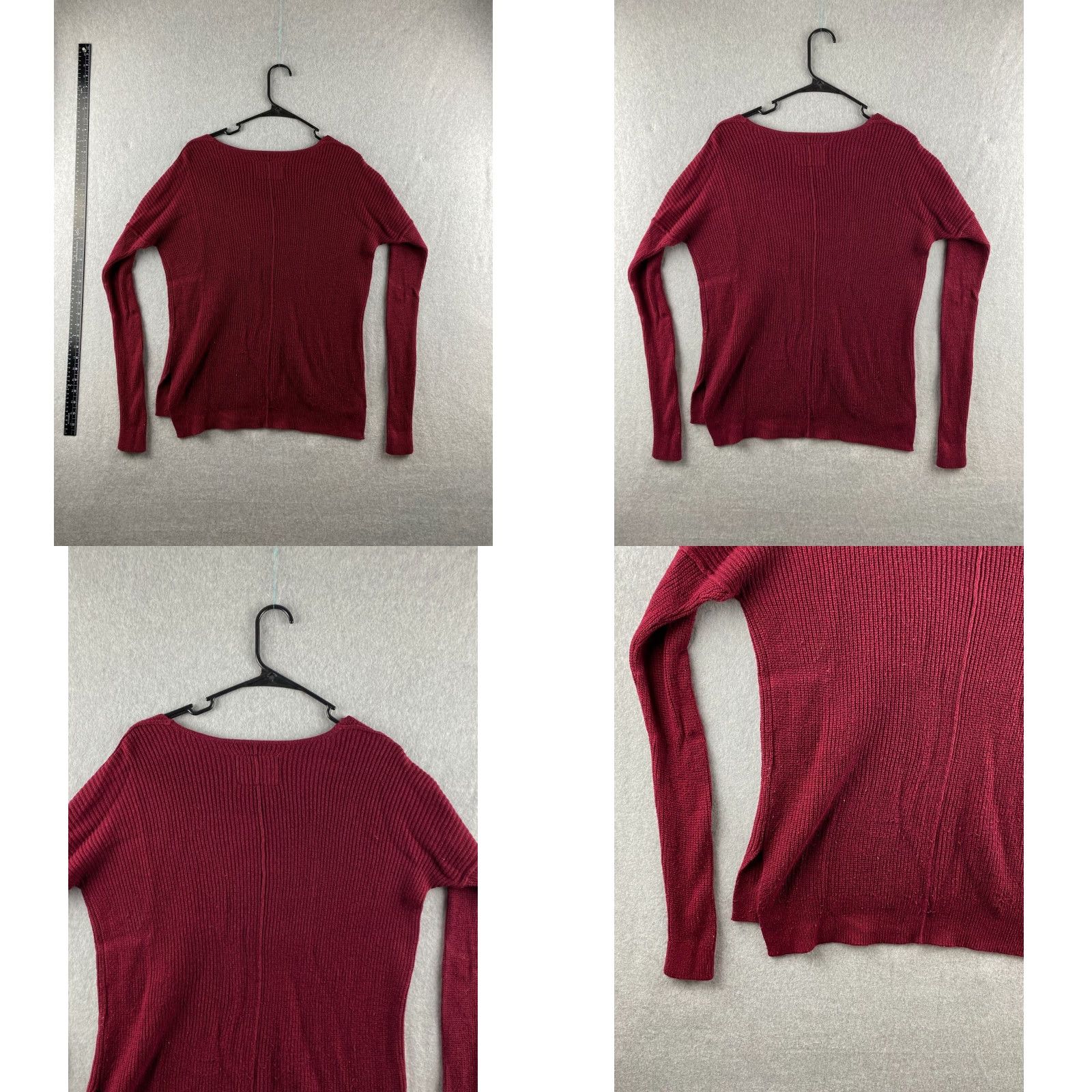Abercrombie & Fitch Abercrombie & Fitch Sweater Womens XS Maroon Pullover V-Neck Cable-Knit Stretch Size XS / US 0-2 / IT 36-38 - 9 Thumbnail