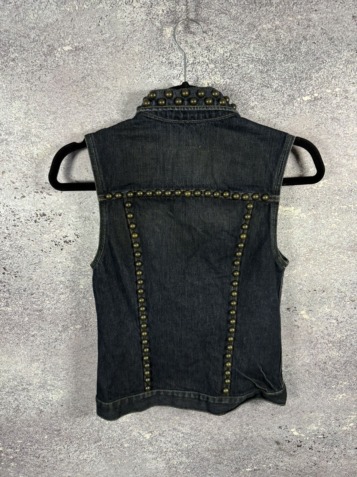 Allsaints × Vintage AllSaints Spitalfields Biker Studded Denim Vests Gilet S sz Size S / US 4 / IT 40 - 9 Thumbnail