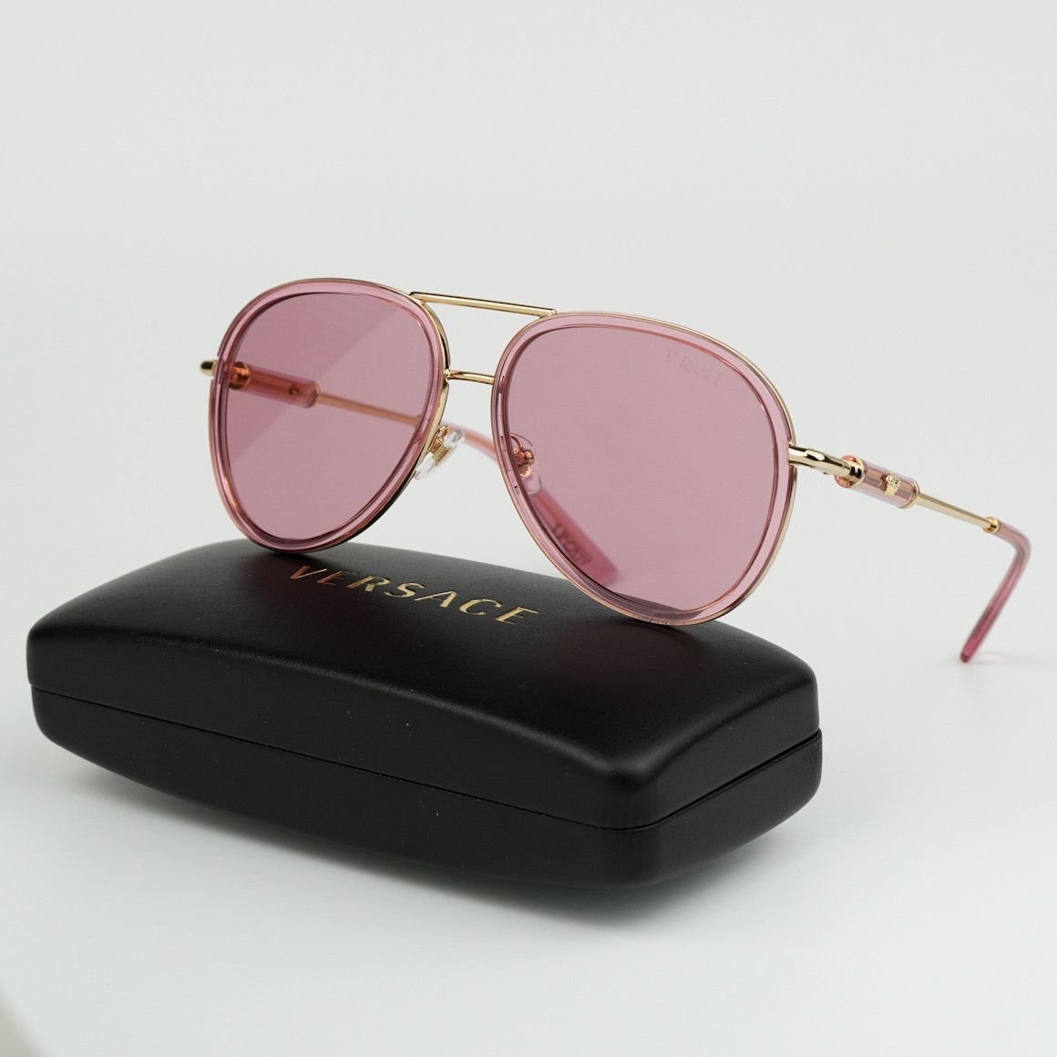 image of New Versace Ve2260 Medusa Roller 100284 Unisex Sunglasses in Pink Transparent/Pink, Women's