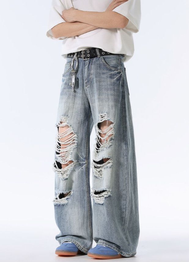 Vintage Men's wide-leg ripped American baggy scimitar jeans Size US 32 / EU 48 - 3 Thumbnail