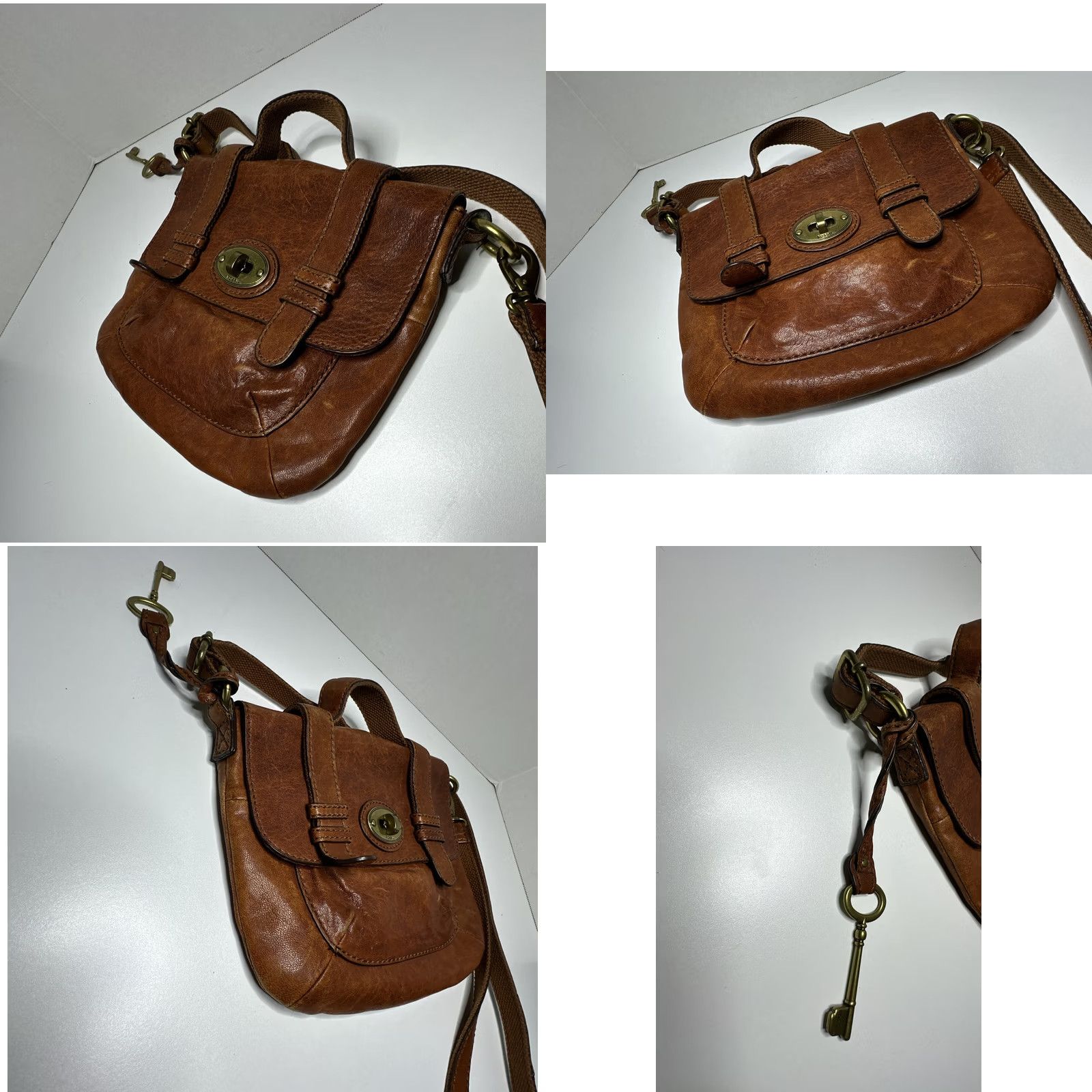Fossil Fossil Carson Crossbody Brown Leather Organizer Bag Strap Handle ZB5058 Size ONE SIZE - 11 Thumbnail