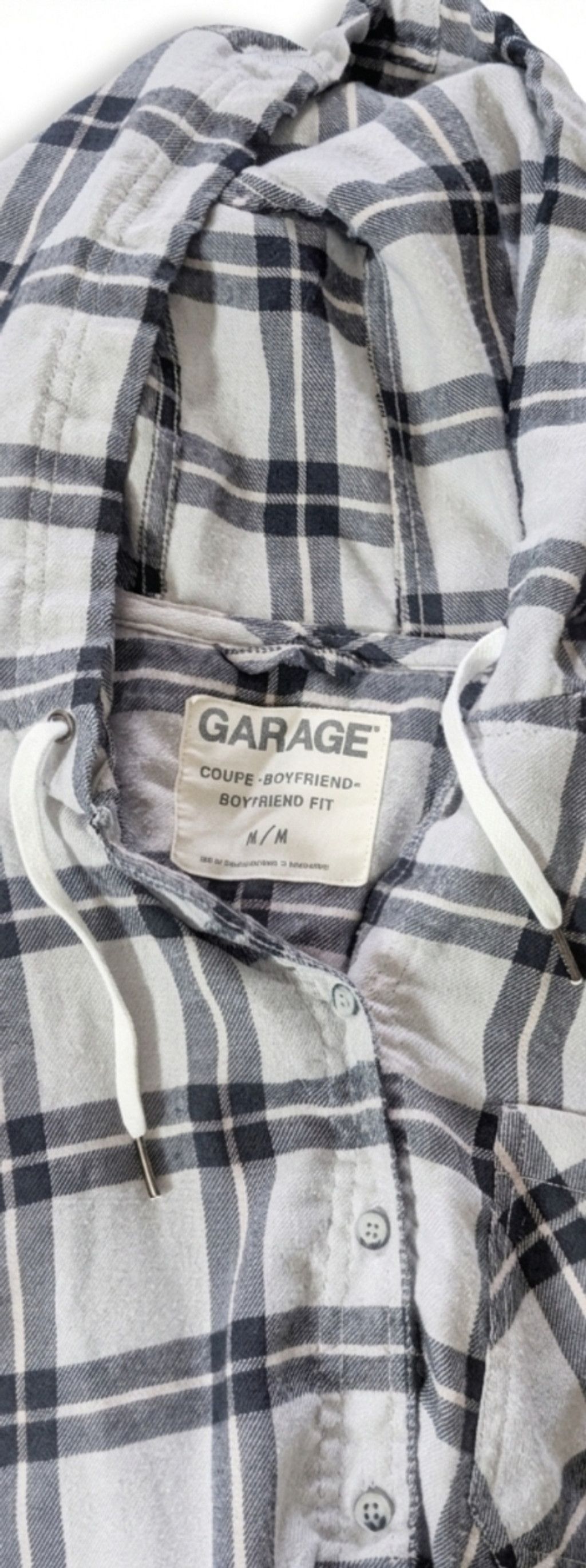 Garage Garage Grey Plaid Hooded Flannel Boyfriend Fit - Medium Size M / US 6-8 / IT 42-44 - 4 Thumbnail