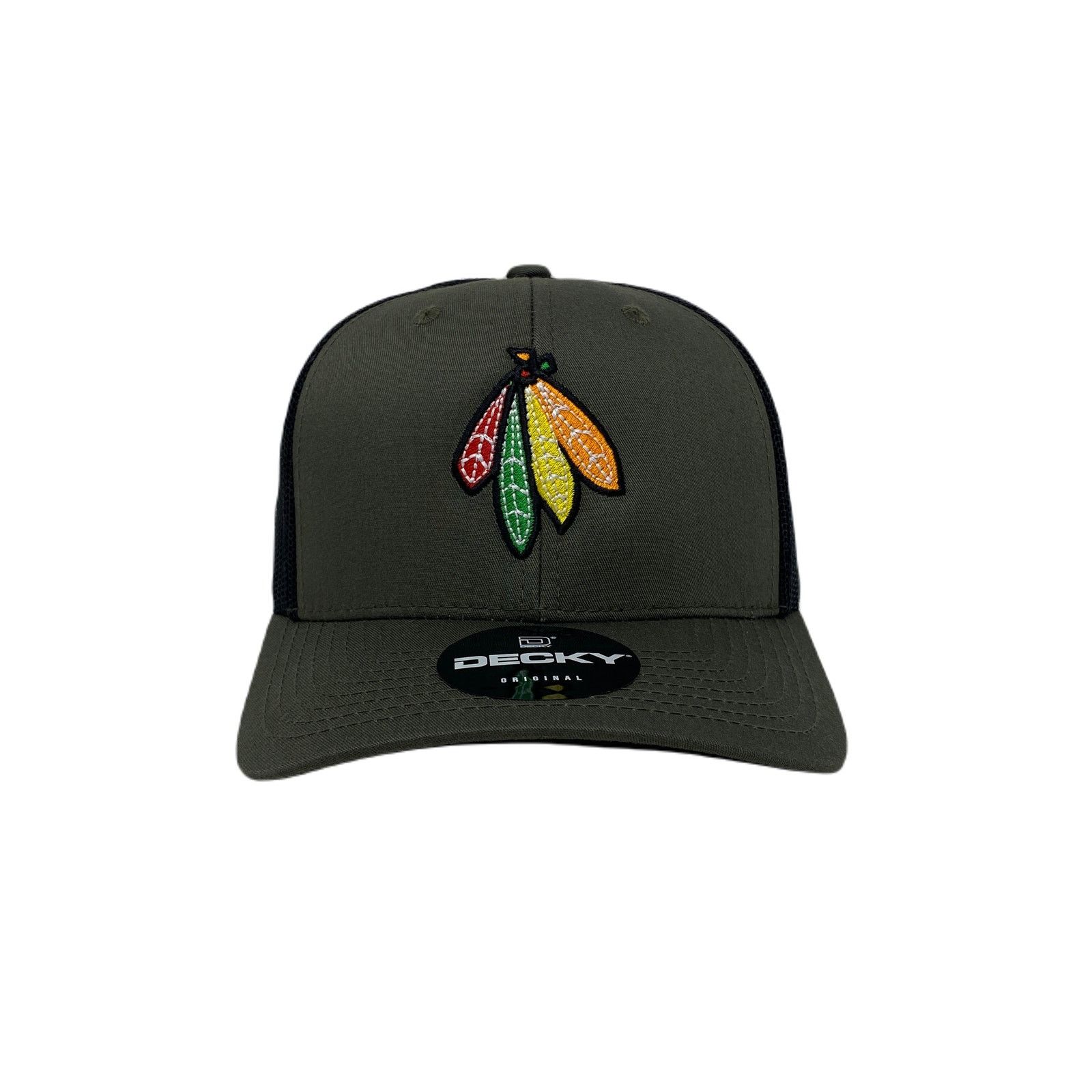 Other Indian Feather Bundle Trucker Hat in Olive and Black Size ONE SIZE - 2 Thumbnail