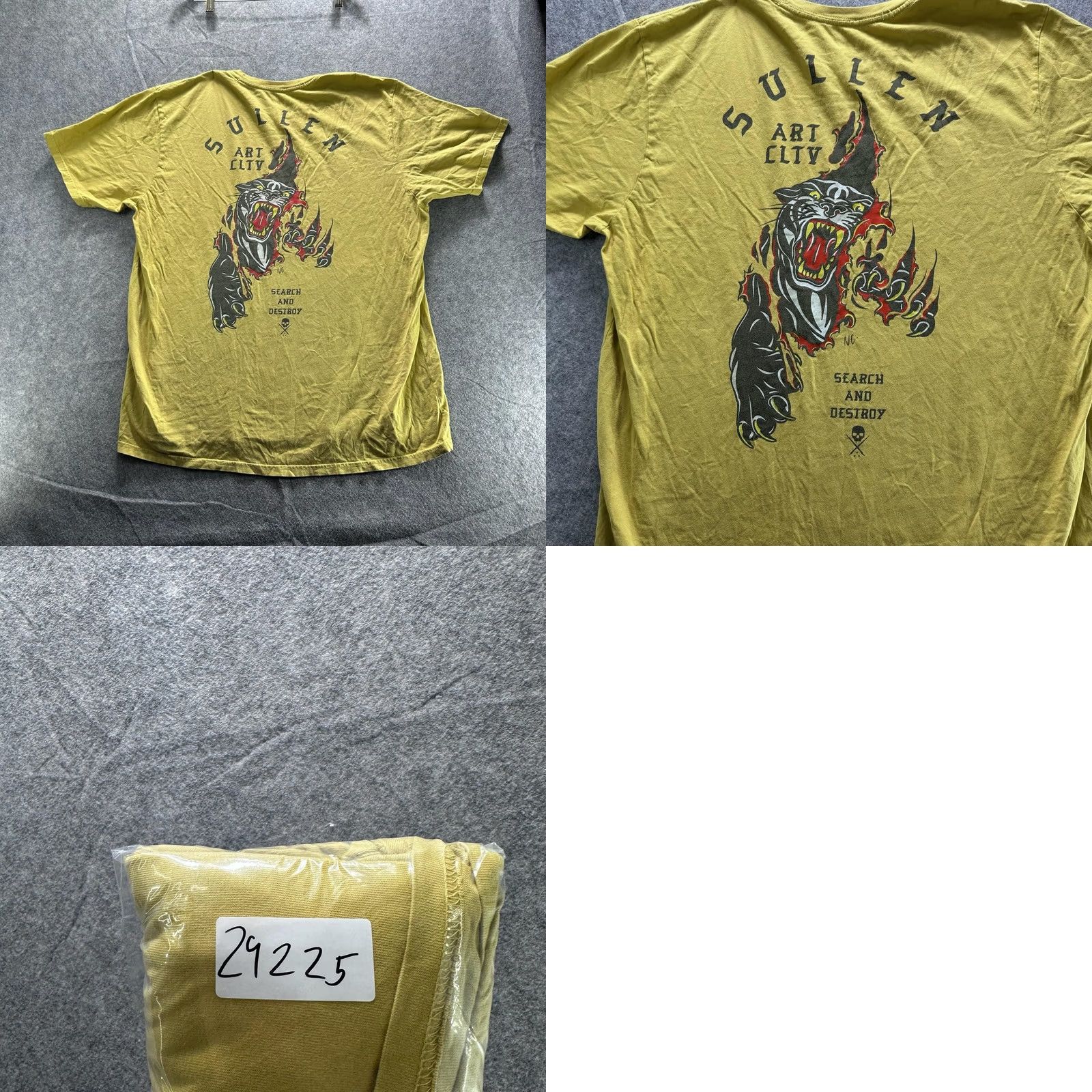 Vintage Sullen Art Collective Shirt Mens 3XL Yellow Panther Graphic Tee Crewneck Tagless Size US XXL / EU 58 / 5 - 8 Thumbnail