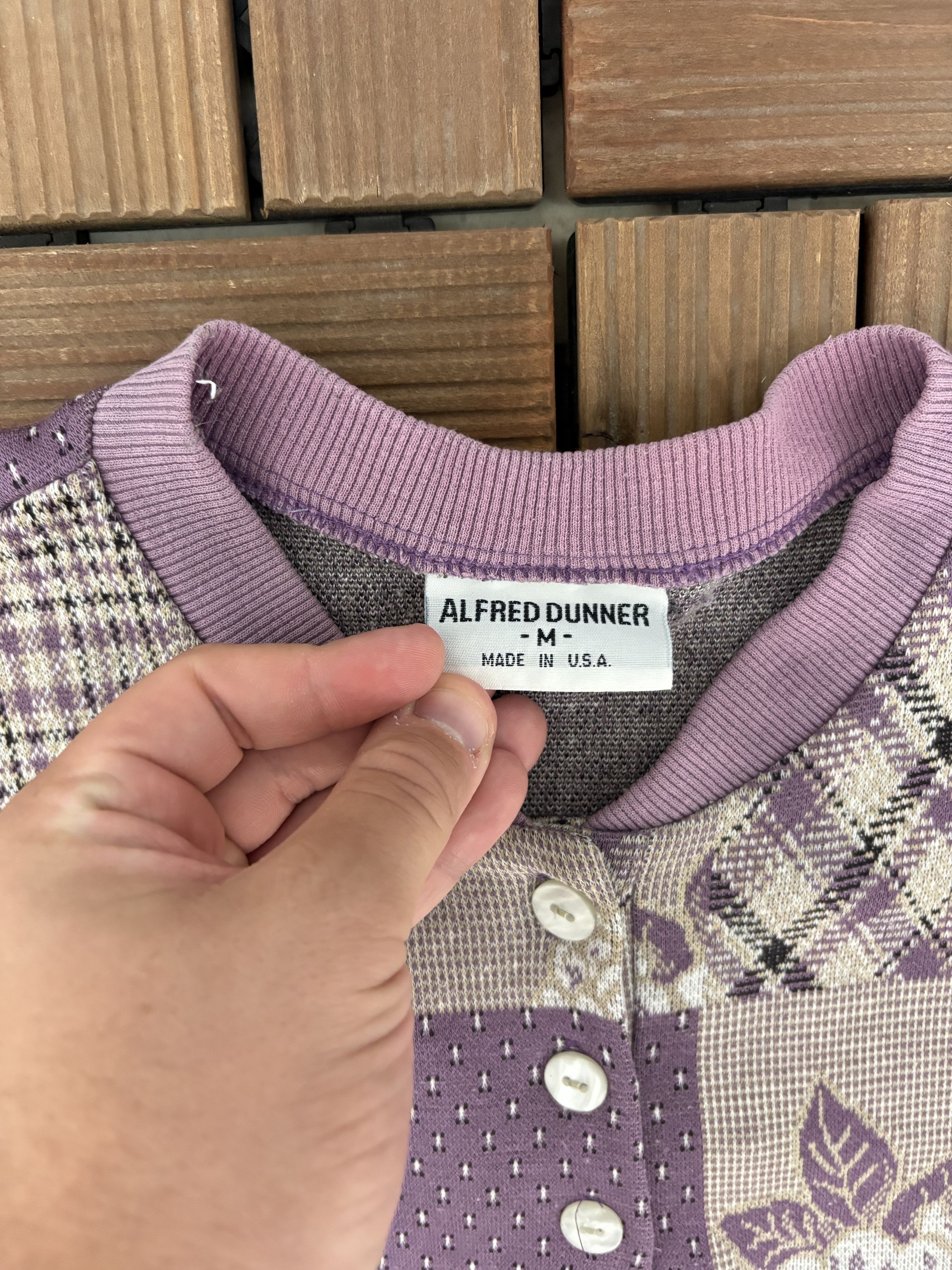 Vintage Alfred Dunner Floral Vintage Knit Purple T-Shirt Tee Size US M / EU 48-50 / 2 - 3 Thumbnail