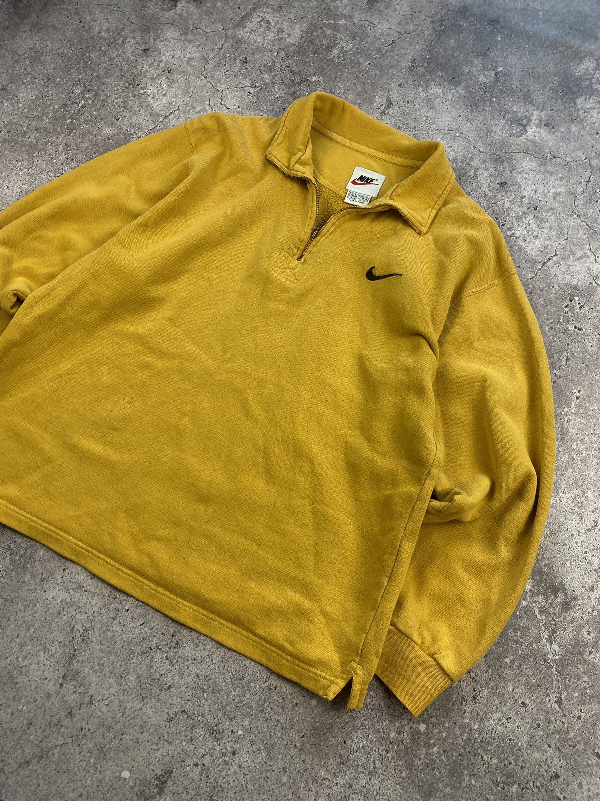 Nike × Vintage VINTAGE NIKE 90s CENTRE SWOOSH YELLOW💛 1/3 ZIP SWEATSHIRT Size US S / EU 44-46 / 1 - 2 Thumbnail