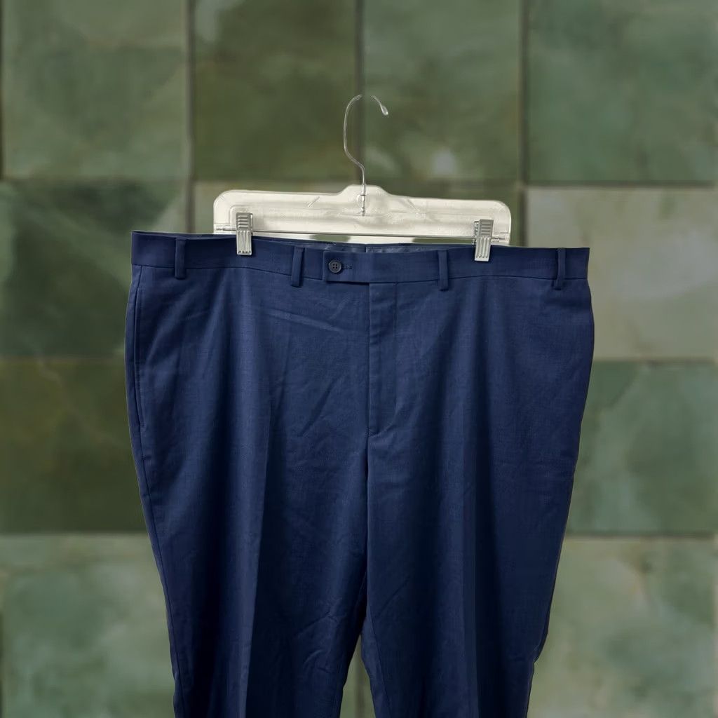 Vintage VINTAGE? No. Michael Strahan Collection Dress Pants Mens 42x32 Navy Blue Wool Blend Trousers Size US 42 / EU 58 - 1 Thumbnail
