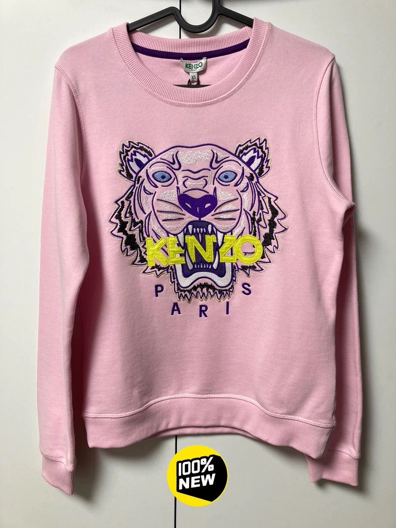 KENZO Pink tiger head embroidery hoodie