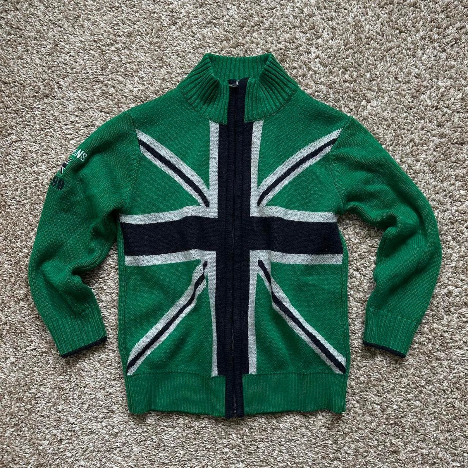 Vintage Vintage Y2K UK Union Jack Flag Sweater Youth Zip Up Size XXS / US 00 / IT 34 - 3 Thumbnail