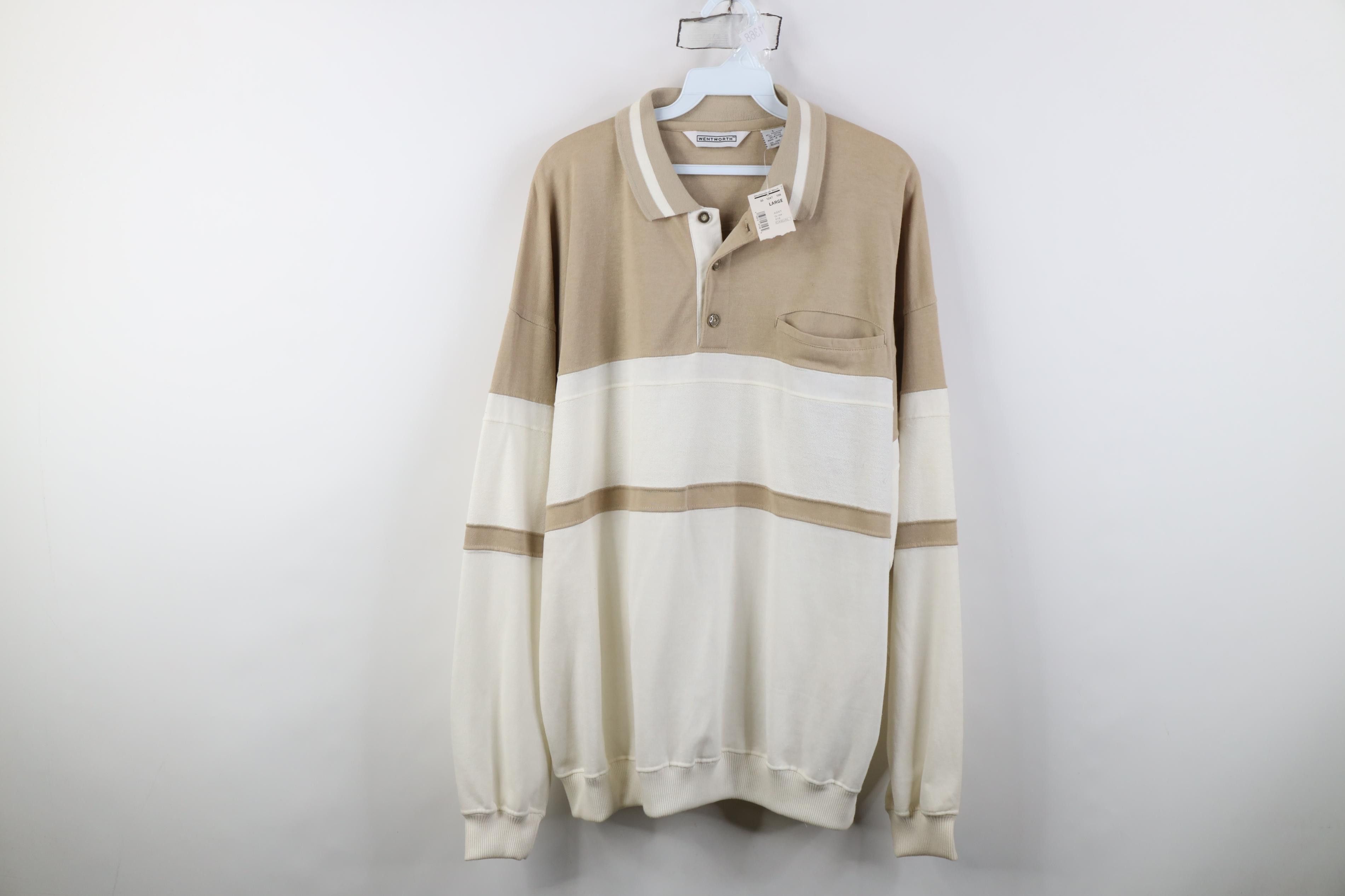 Vintage Deadstock Vintage 90s Streetwear Block Knit Long Sleeve Polo Size US L / EU 52-54 / 3 - 1 Thumbnail