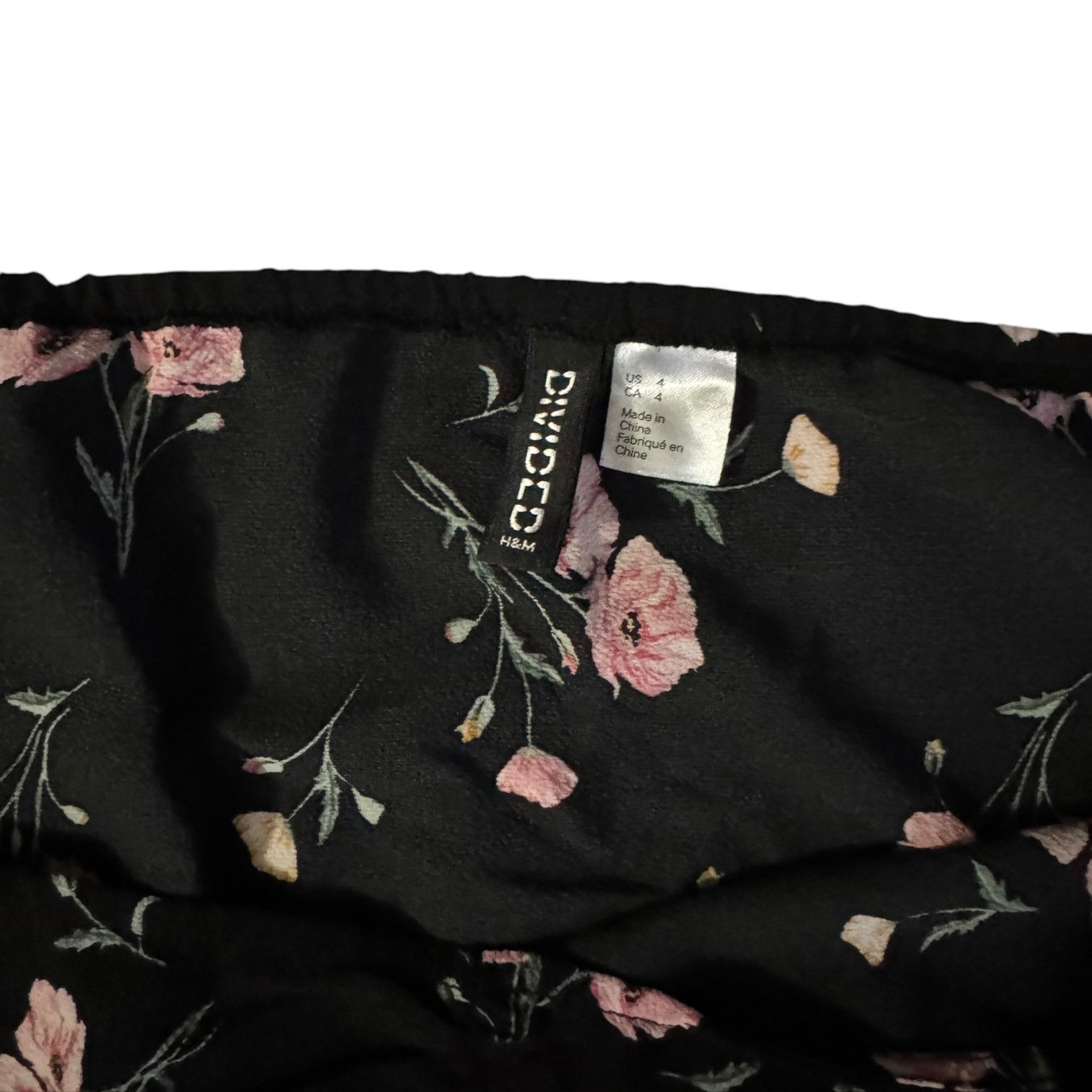 Divided Divided Mini Dress Black with Pink Floral Print Size 4 Size S / US 4 / IT 40 - 2 Thumbnail