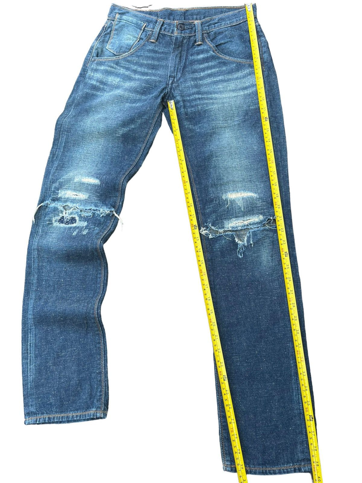 Levi's × Vintage Vintage Levi’s 511 Trashed Sashiko Style Blue Washed Jeans Size US 28 / EU 44 - 10 Thumbnail