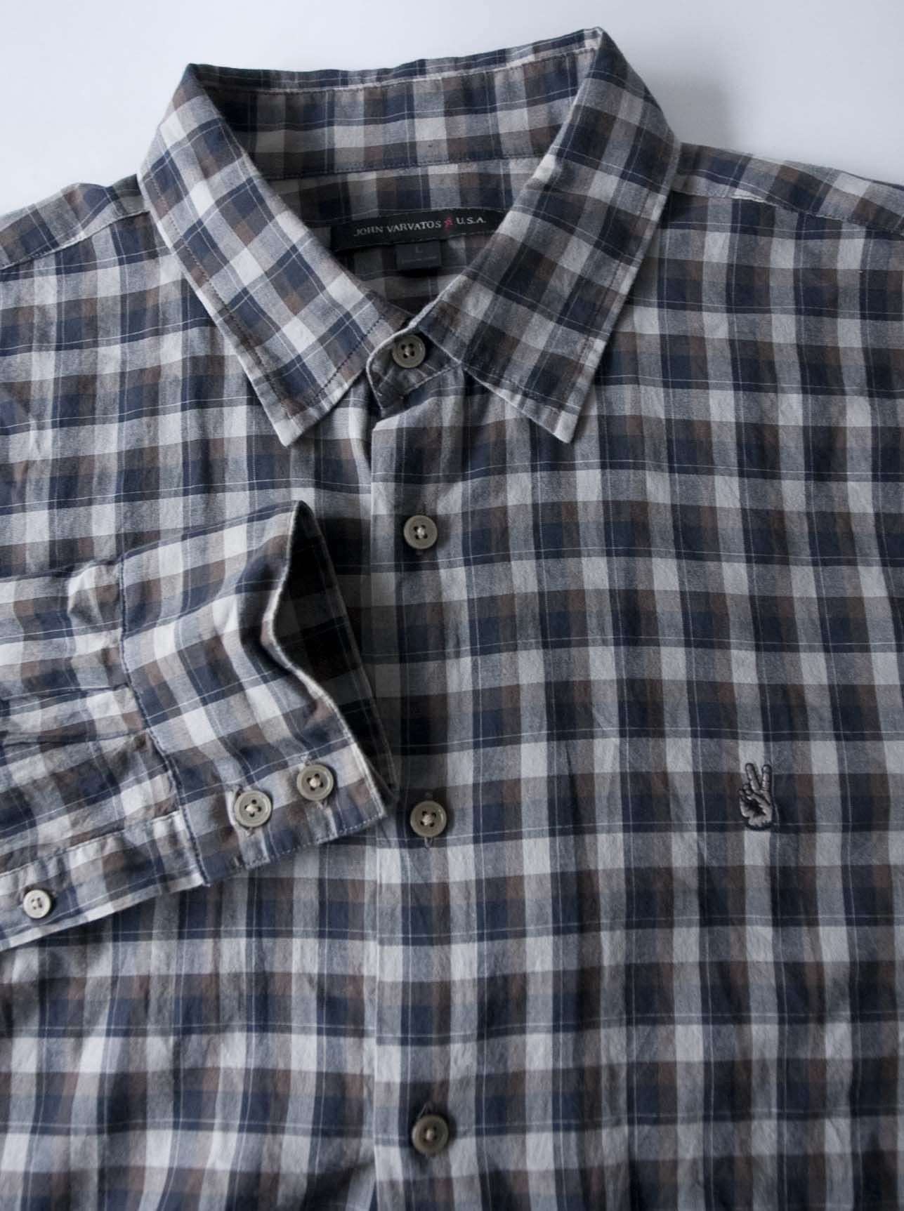 John Varvatos John Varvatos Shirt Flannel Size L Plaid Gray/ Brown Size US L / EU 52-54 / 3 - 2 Thumbnail