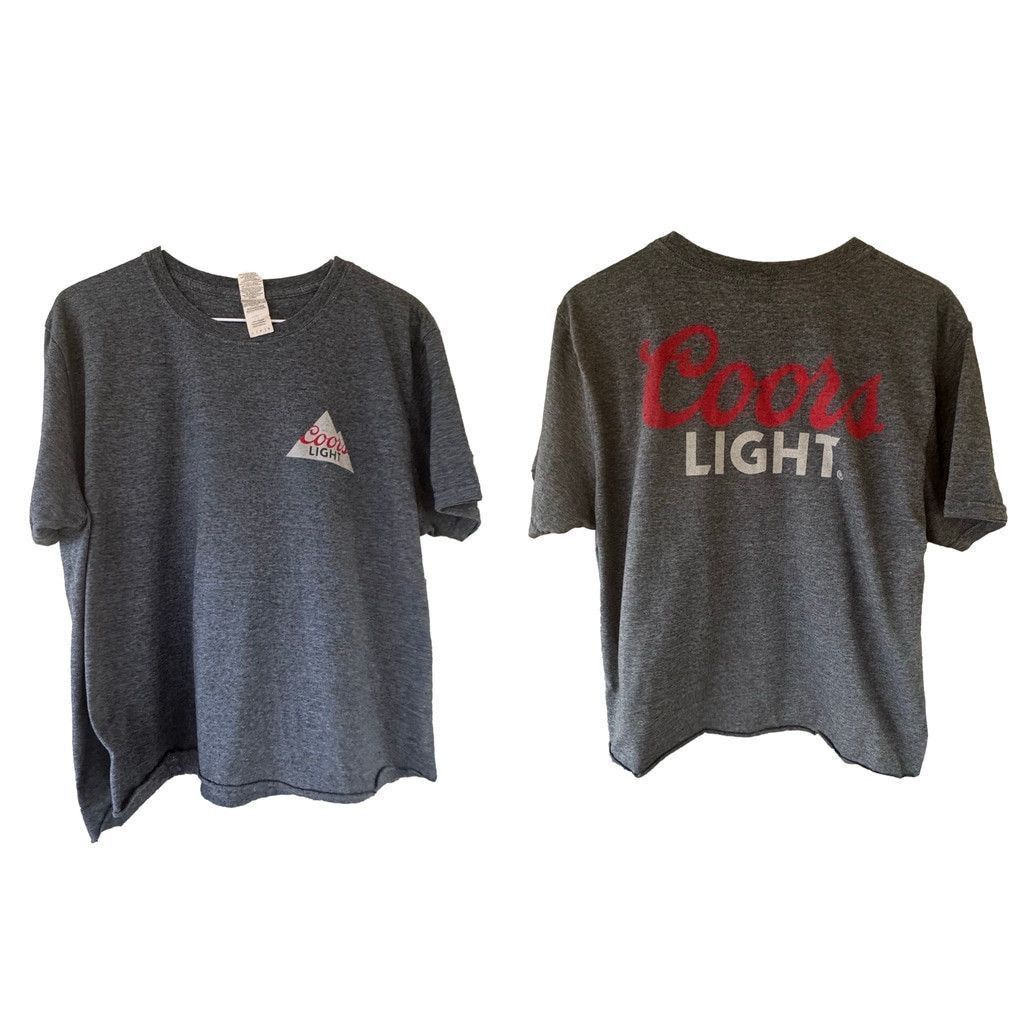 Gildan Coors Light Heather Gray HALF T-Shirt Altered Size LG Men Size L / US 10 / IT 46 - 1 Thumbnail