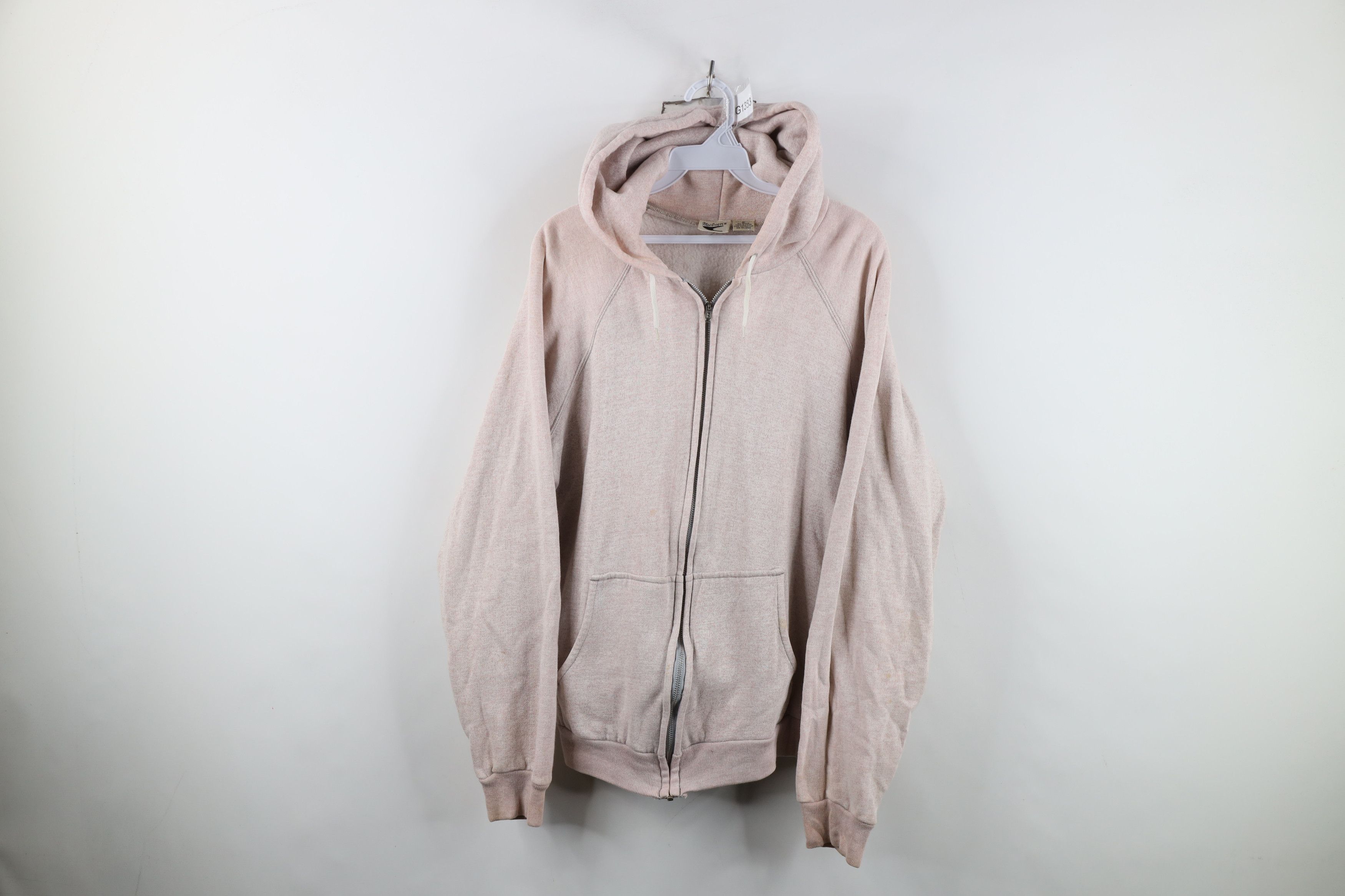 Vintage Vintage 80s Streetwear Blank Full Zip Hoodie Heather Pink Size US L / EU 52-54 / 3 - 1 Thumbnail