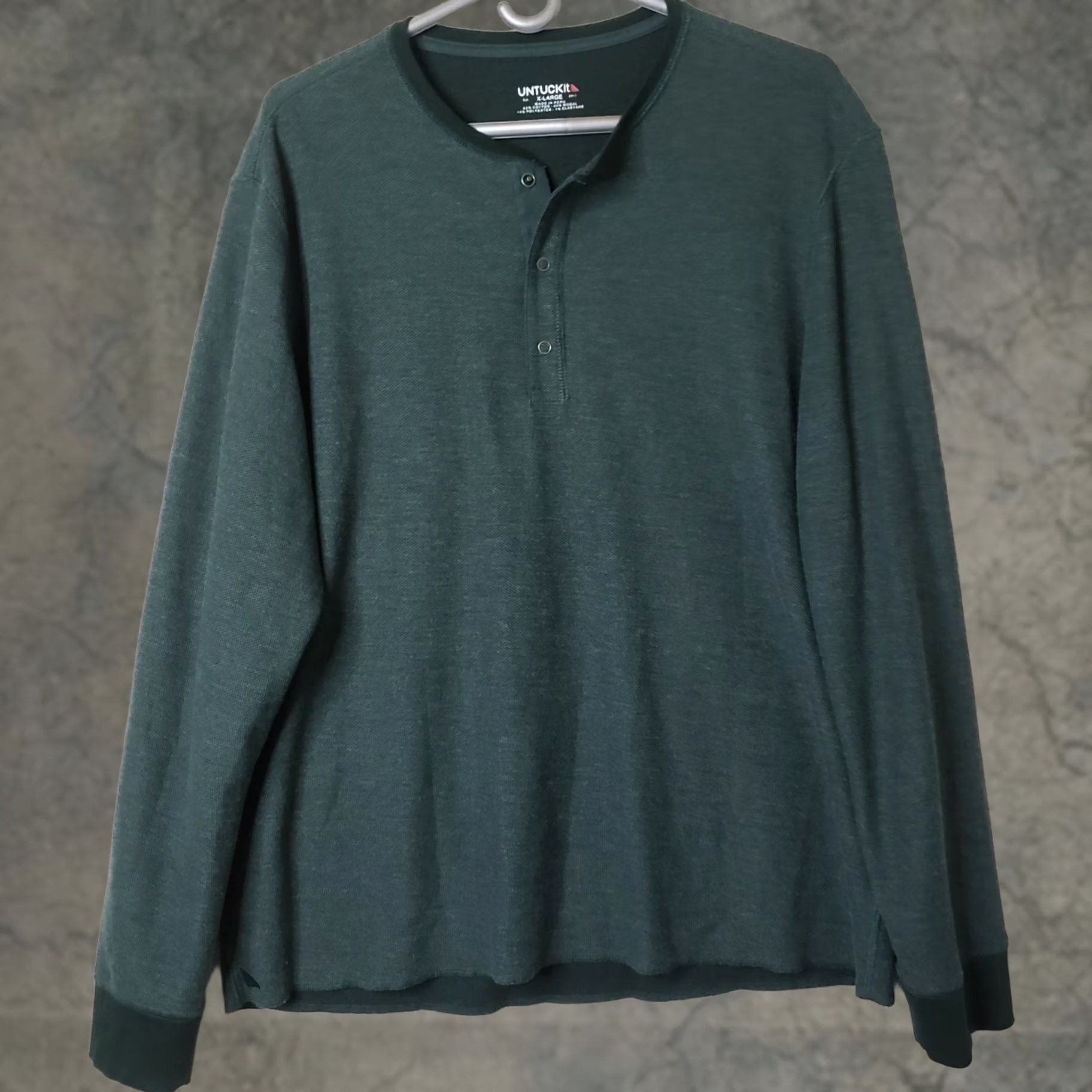 UNTUCKit UNTUCKit Men XL Henley Sweater Shirt Heathered Green Button-Up Long Sleeve Casual Casual Comfort N/A Size US XL / EU 56 / 4 - 1 Thumbnail