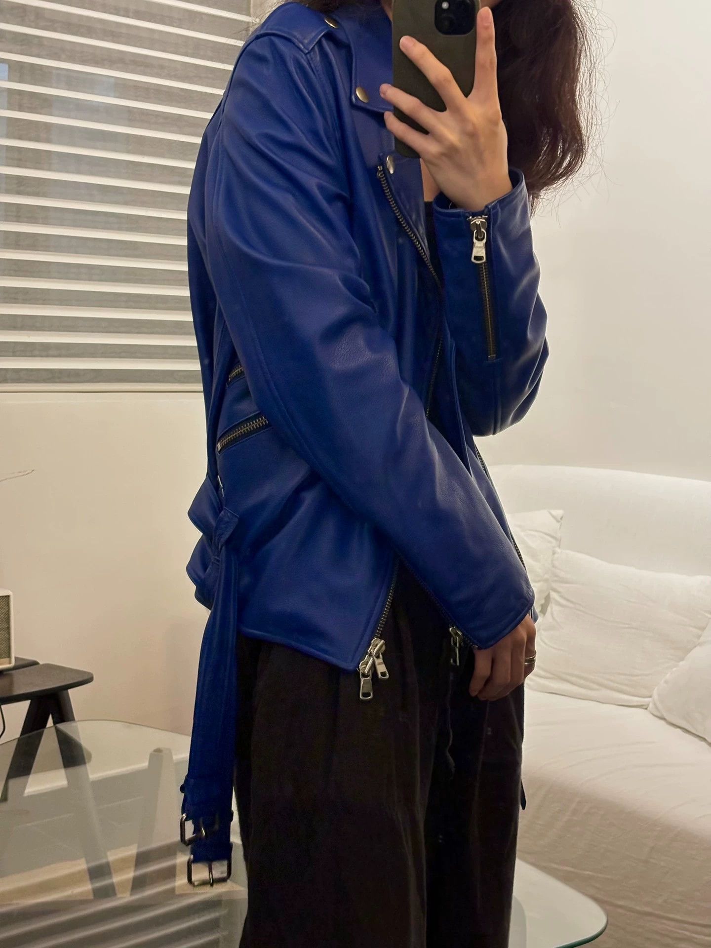 Jean Paul Gaultier Jean Paul Gaultier Klein Blue Leather Biker Jacket 48 Size US M / EU 48-50 / 2 - 2 Thumbnail