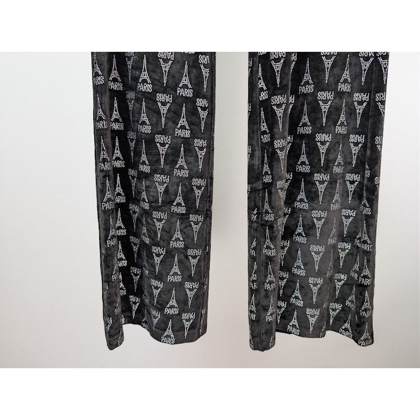 Balenciaga o1rshd1 Eiffel Tower Strass Velvet Elastic Pants in Black Size 30" / US 8 / IT 44 - 4 Thumbnail