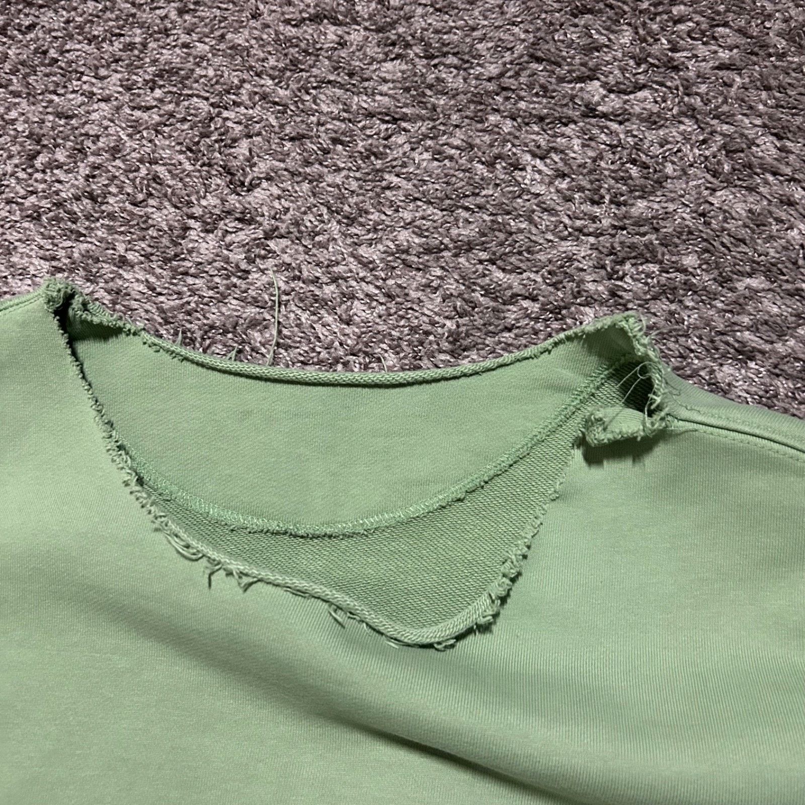 Vintage Thrashed Sweatshirt Pullover Heavy Cotton Faded Green y2k Size ONE SIZE - 2 Thumbnail