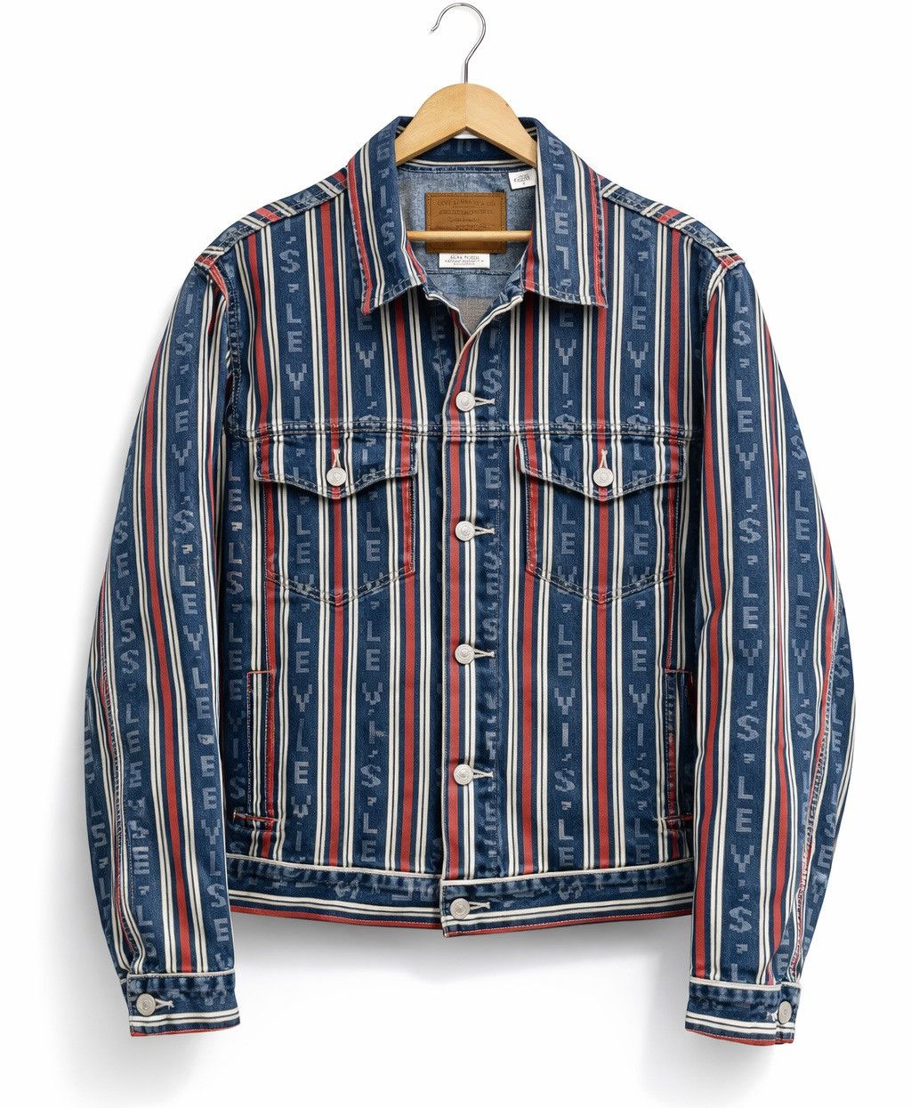 Levi's 🔥RARE🔥LEVI'S Embarcadero Station Stripe Logo Denim Jacket Size US M / EU 48-50 / 2 - 1 Thumbnail