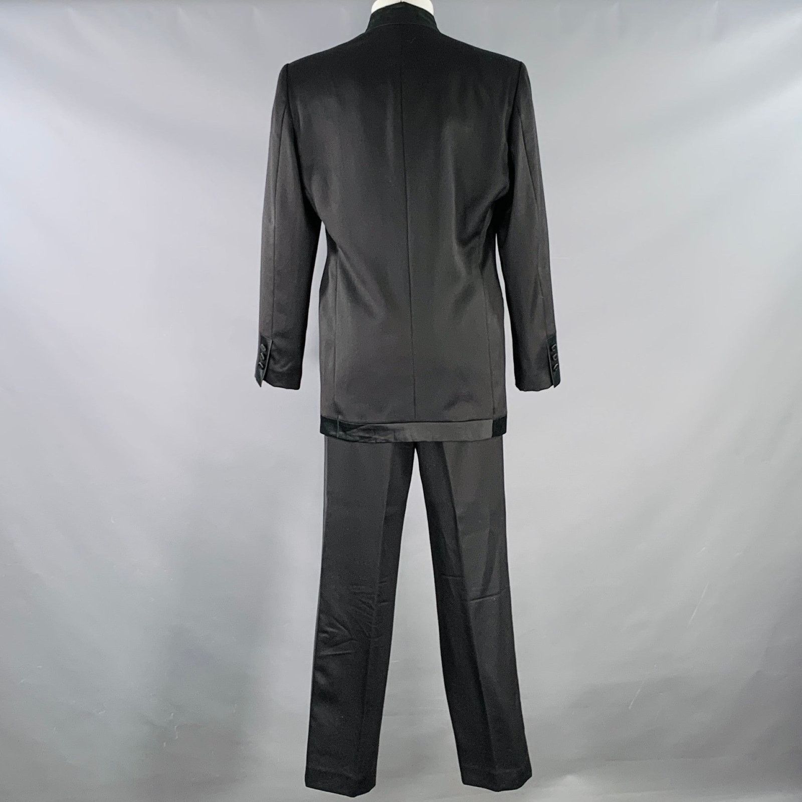 Shanghai Tang SHANGHAI TANG Size 40 Black Wool Mandarin Collar Suit Size 40R - 3 Thumbnail
