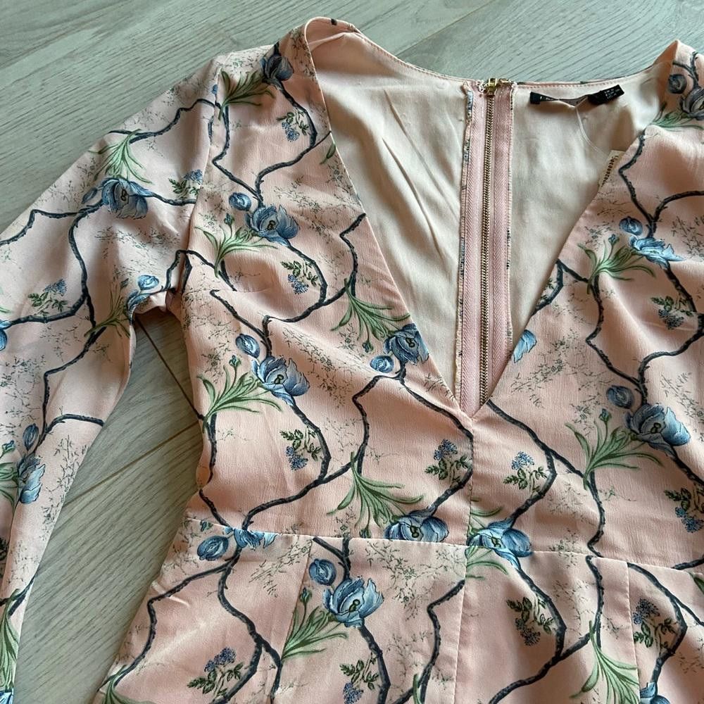 Designer I Saw It First Pink Floral V Neck Long Sleeve Romper Size M / US 6-8 / IT 42-44 - 3 Thumbnail