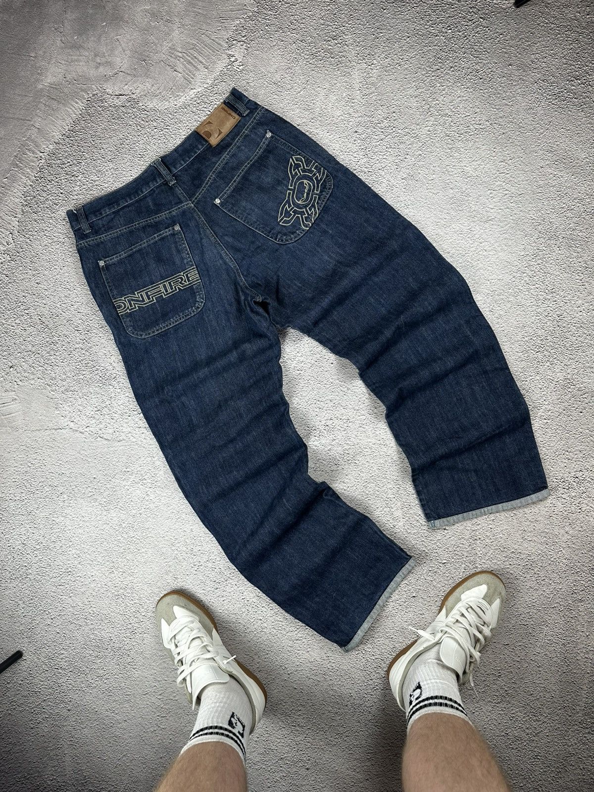 Japanese Brand Crazy Y2K Baggy Japan Jean Trashed Rap Old Money Style Size US 34 / EU 50 - 1 Thumbnail